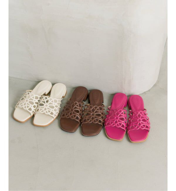  「《予約》フラワーカットワークミュールサンダル」|サンダル|