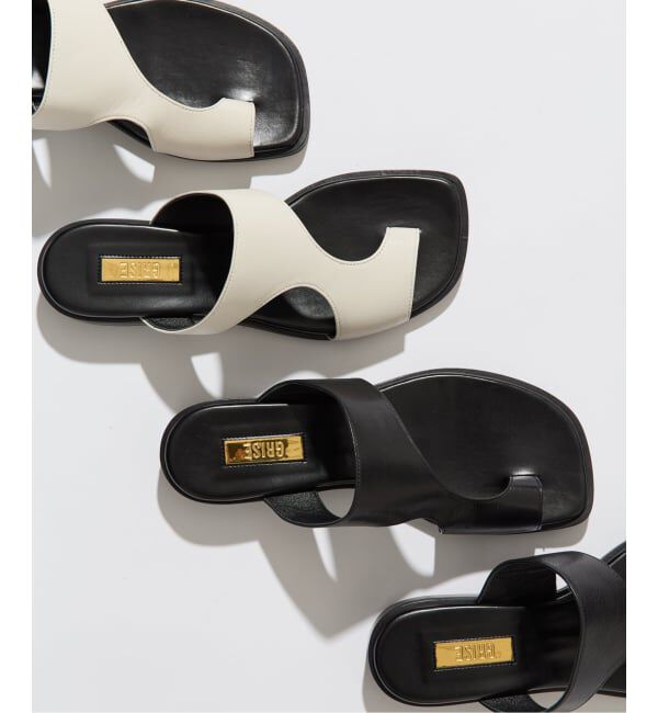 GRISE「《予約》GRISEレザーアシンメトリートングサンダル」|サンダル|