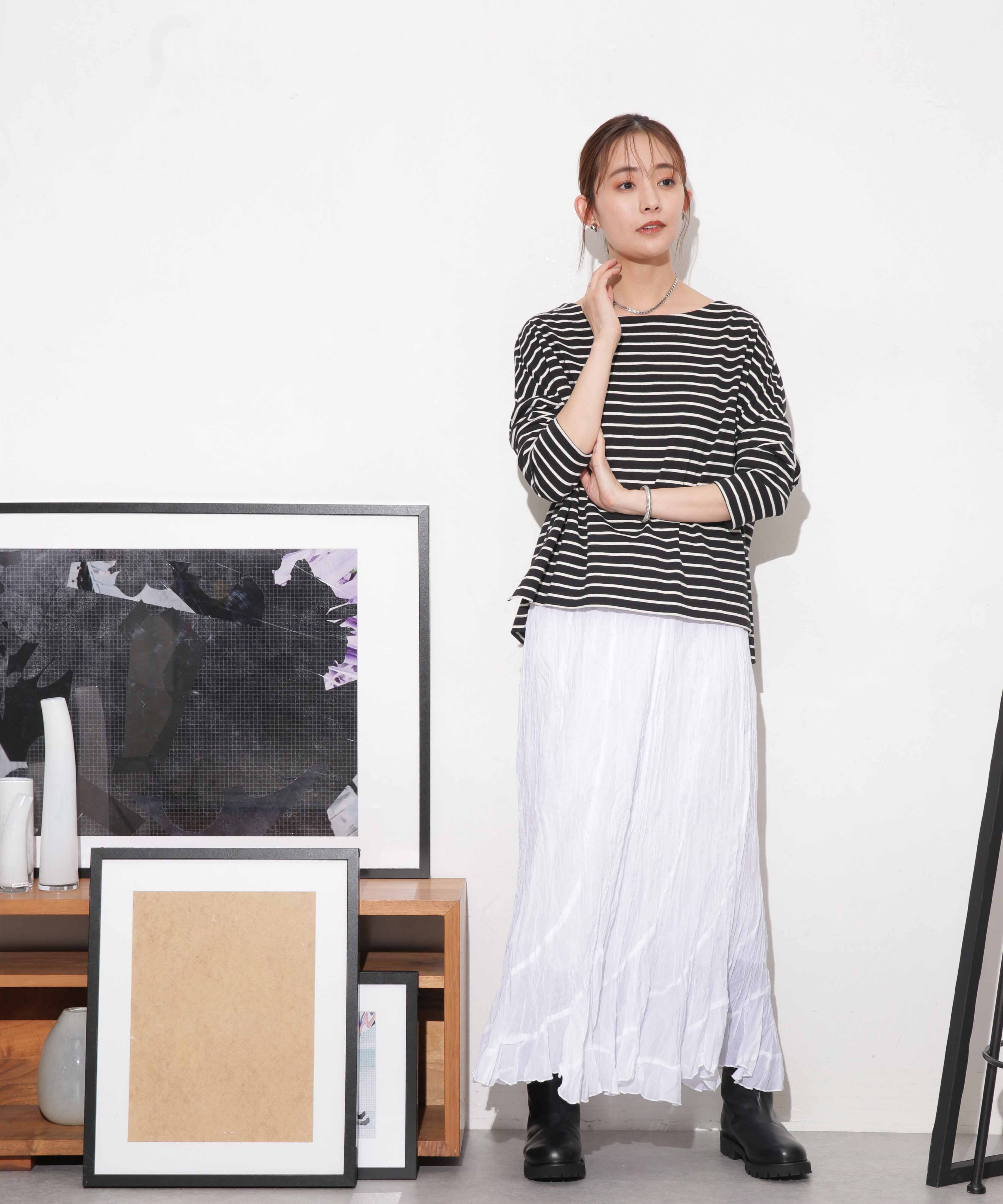 nano･universe「WEB限定 ボーダーワイドドロップトップス」|Tシャツ・カットソー|