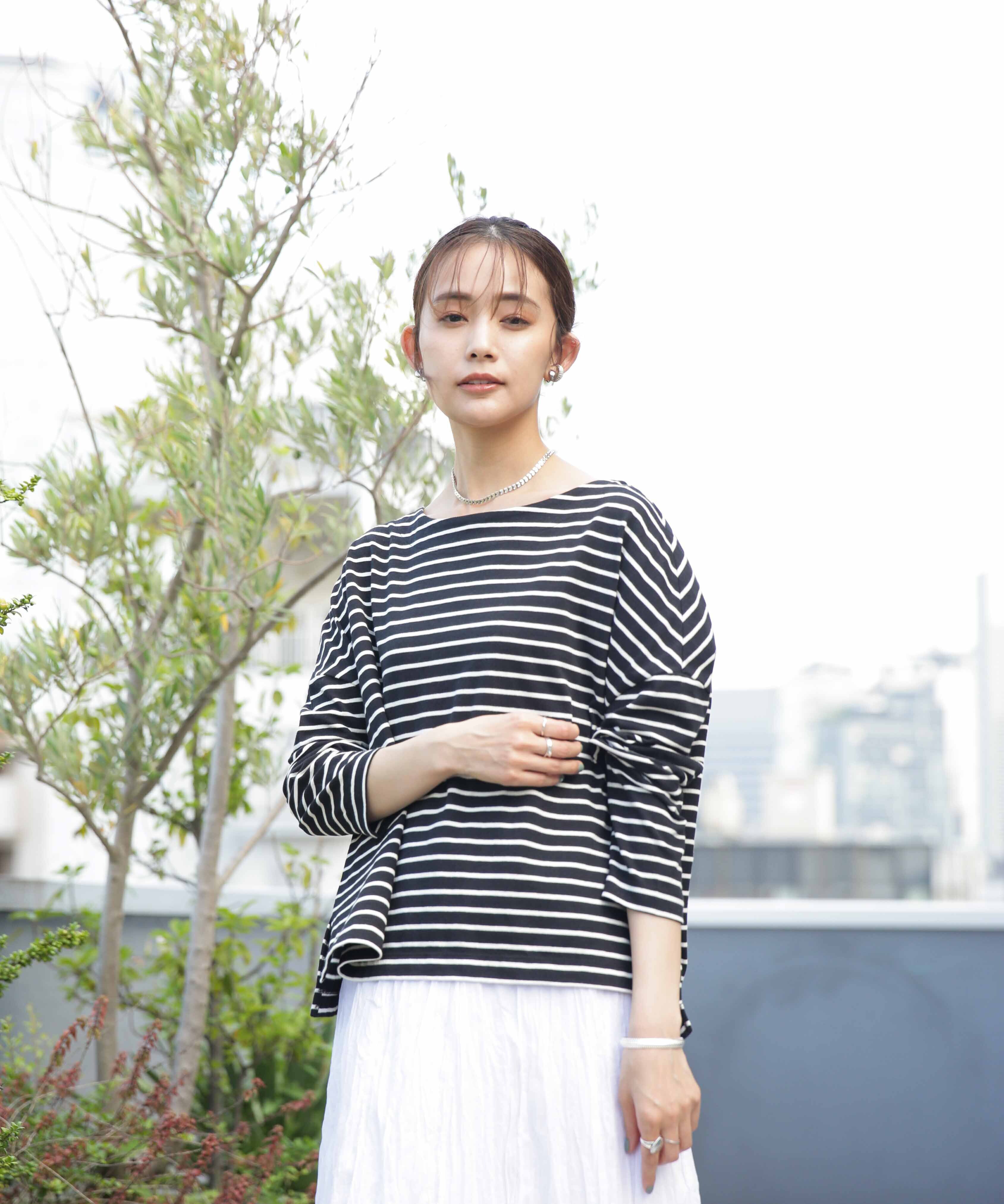 nano･universe「WEB限定 ボーダーワイドドロップトップス」|Tシャツ・カットソー|