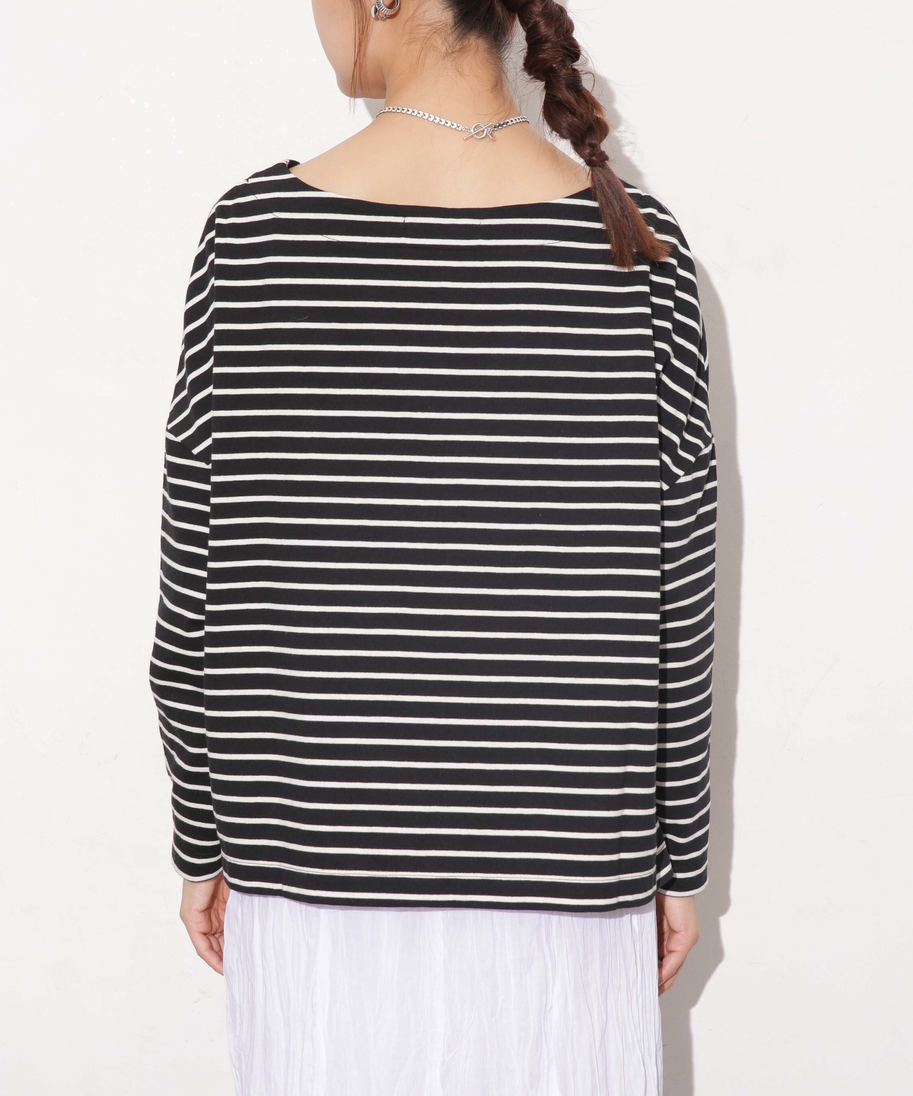 nano･universe「WEB限定 ボーダーワイドドロップトップス」|Tシャツ・カットソー|