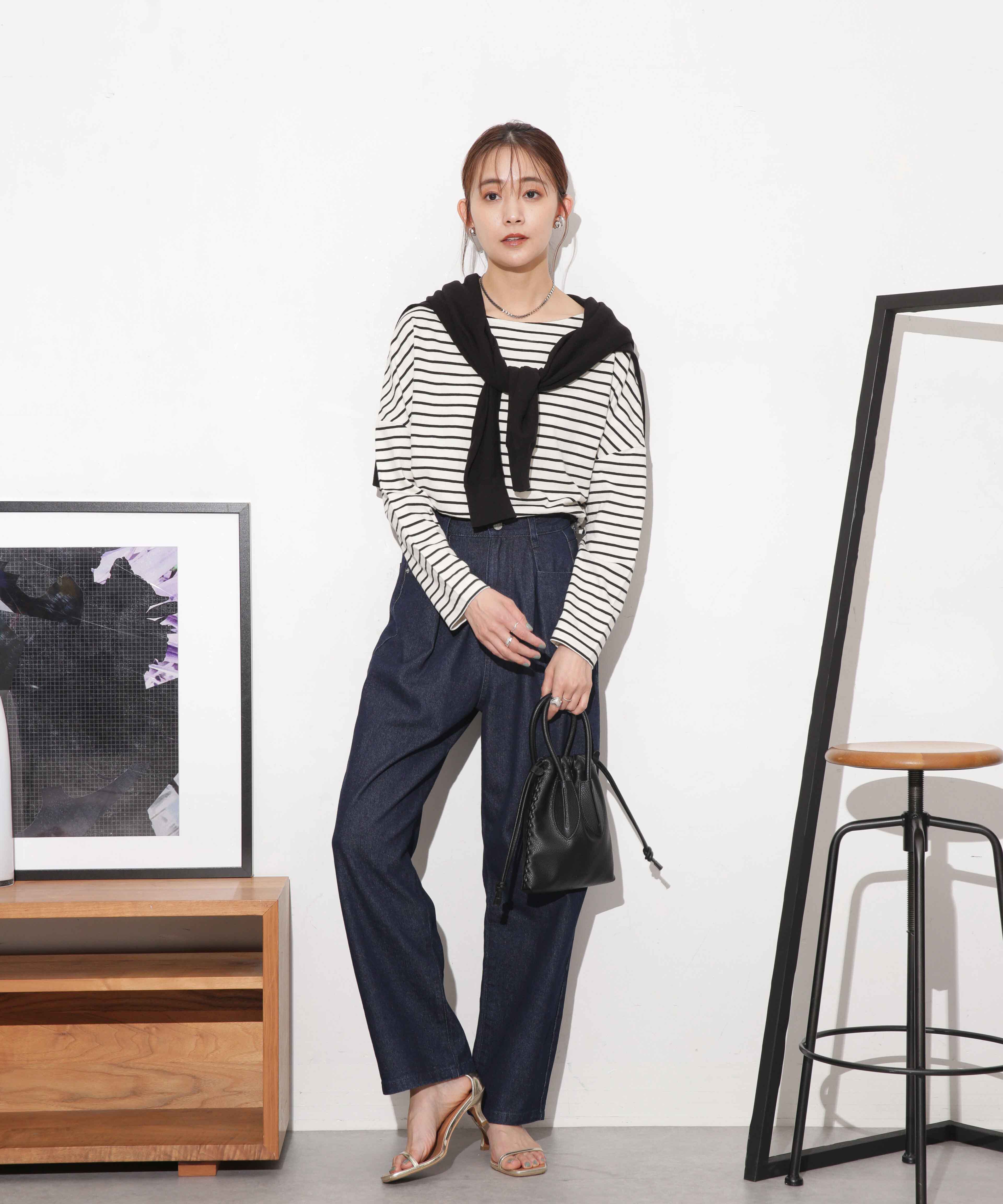 nano･universe「WEB限定 ボーダーワイドドロップトップス」|Tシャツ・カットソー|