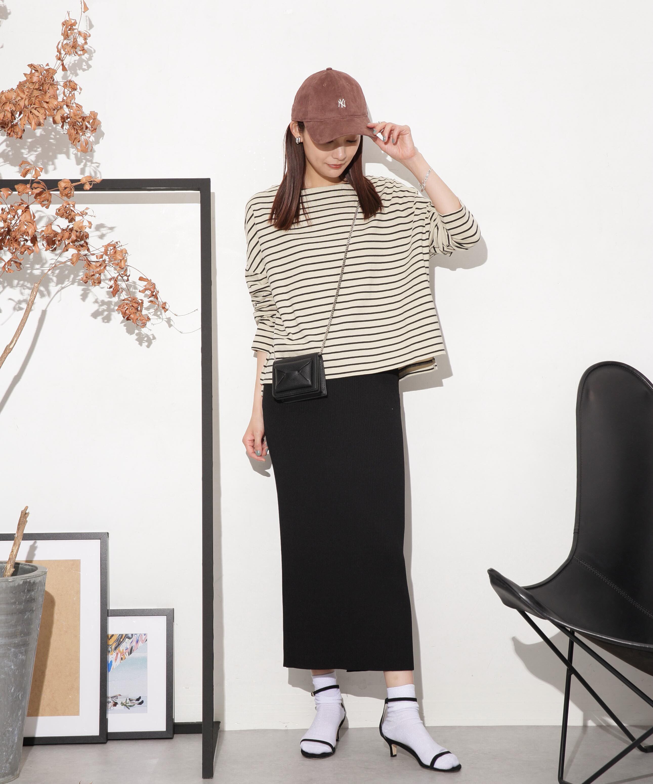 nano･universe「WEB限定 ボーダーワイドドロップトップス」|Tシャツ・カットソー|