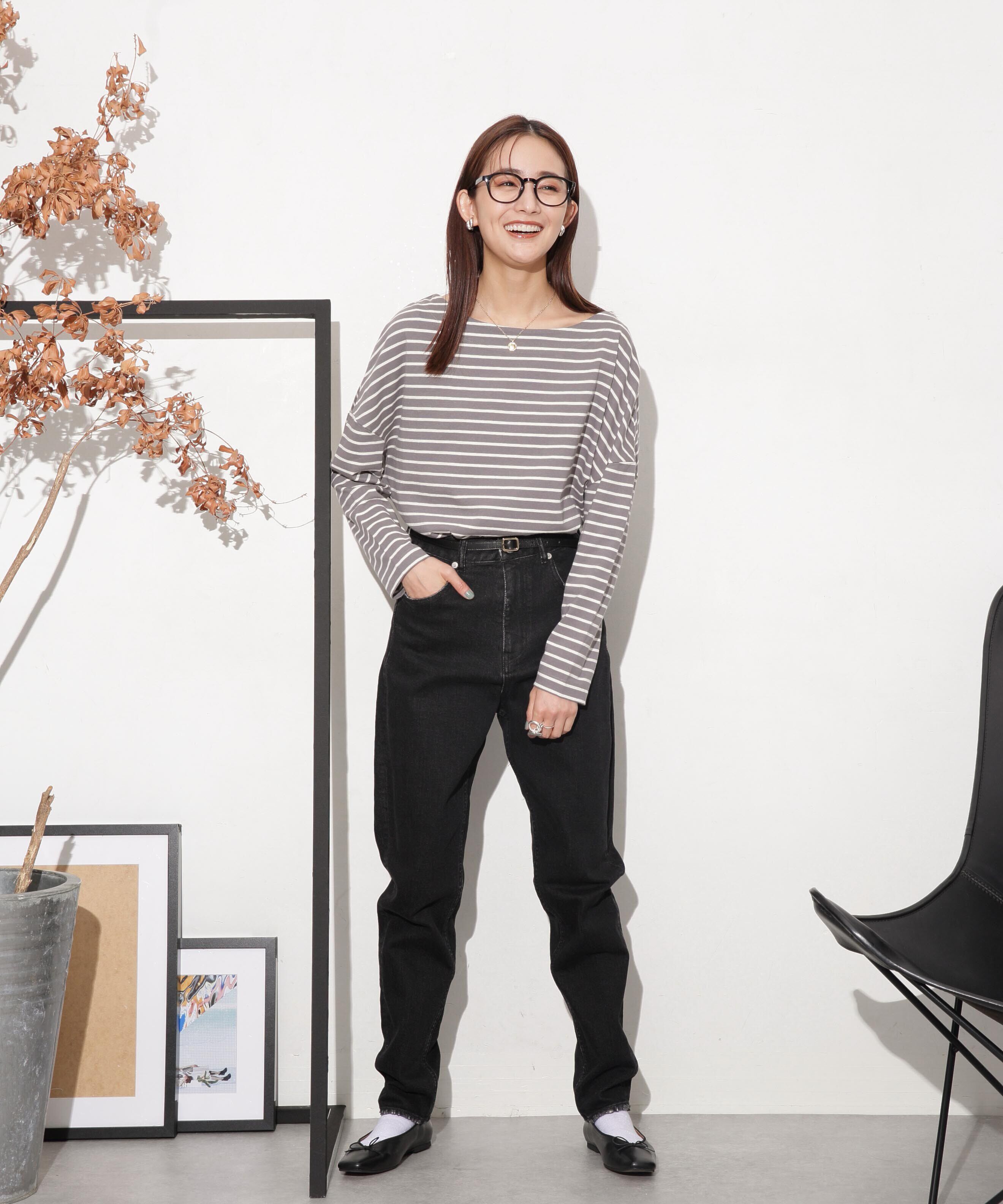 nano･universe「WEB限定 ボーダーワイドドロップトップス」|Tシャツ・カットソー|