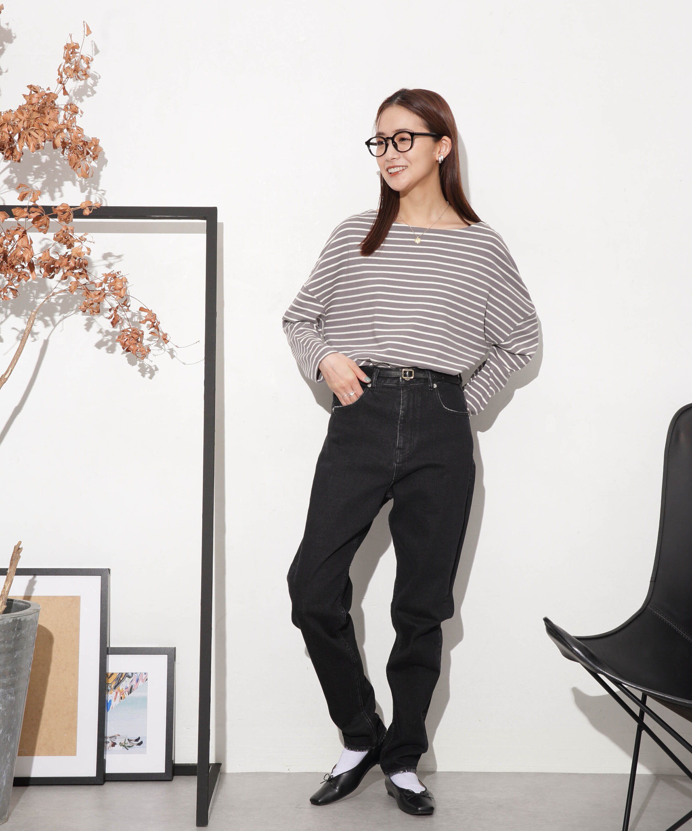 nano･universe「WEB限定 ボーダーワイドドロップトップス」|Tシャツ・カットソー|