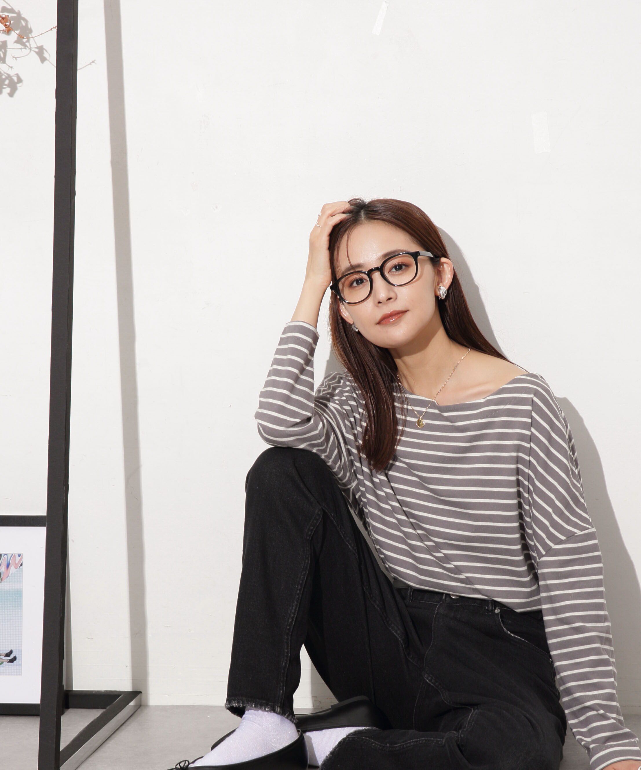 nano･universe「WEB限定 ボーダーワイドドロップトップス」|Tシャツ・カットソー|