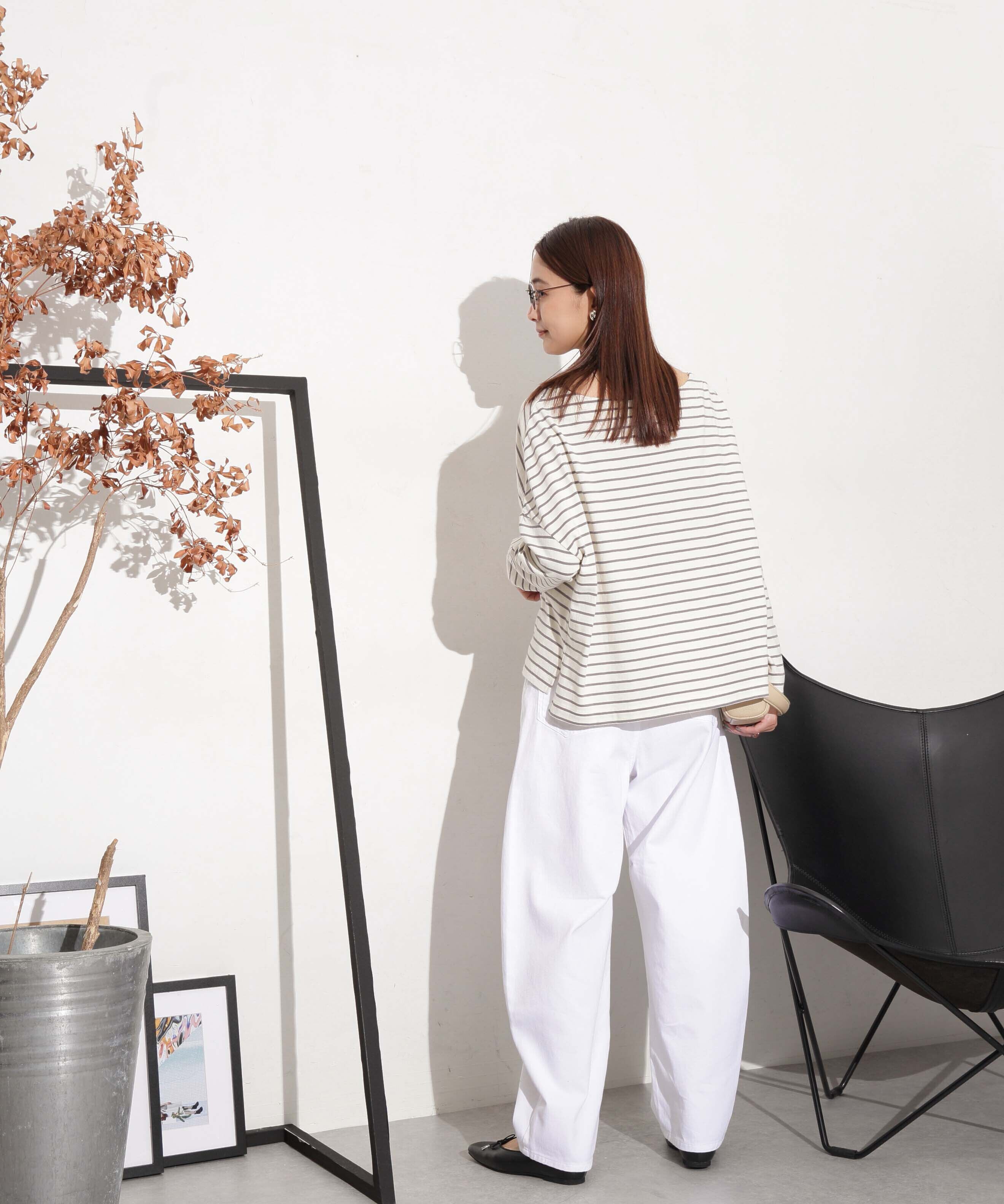 nano･universe「WEB限定 ボーダーワイドドロップトップス」|Tシャツ・カットソー|