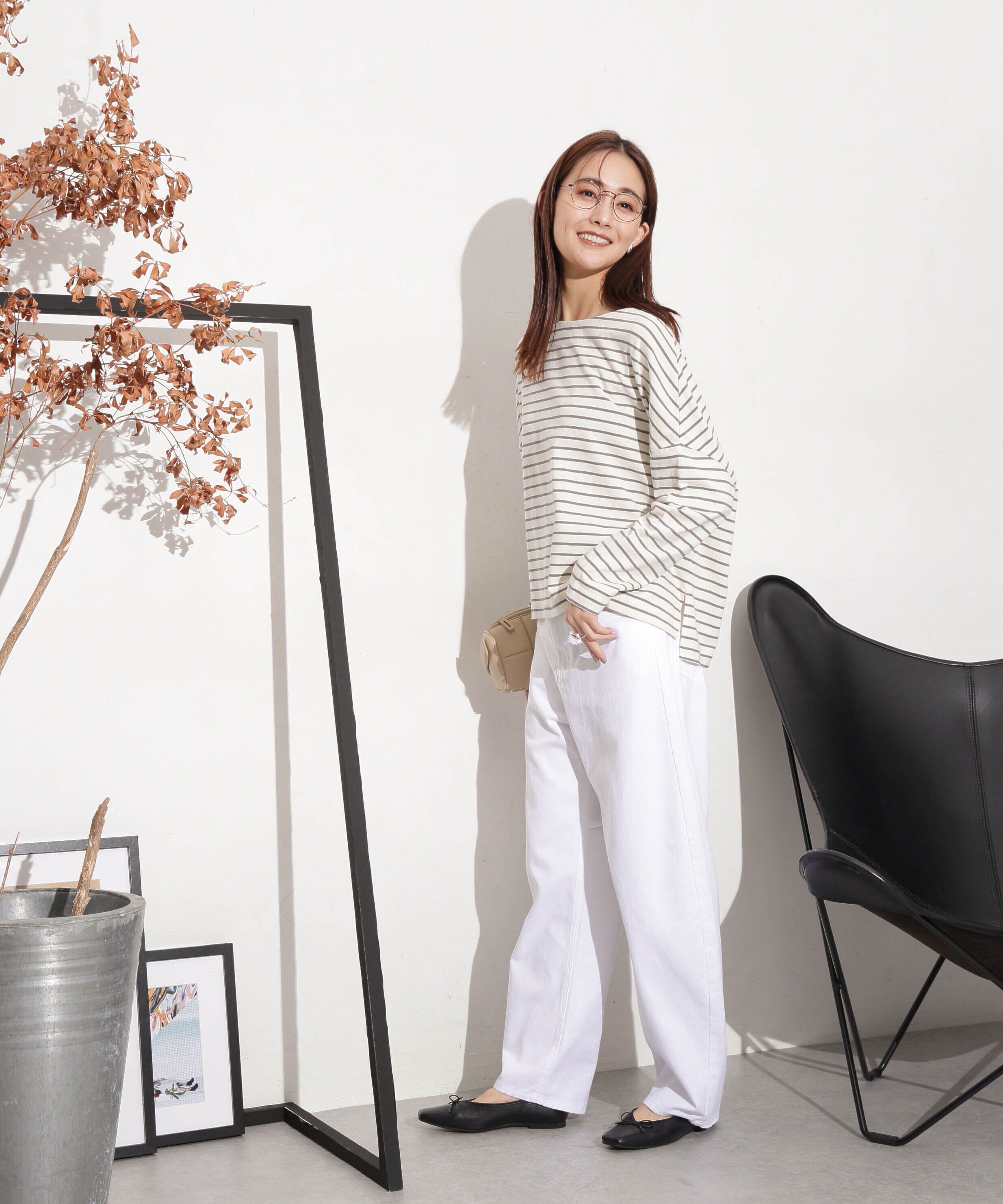 nano･universe「WEB限定 ボーダーワイドドロップトップス」|Tシャツ・カットソー|