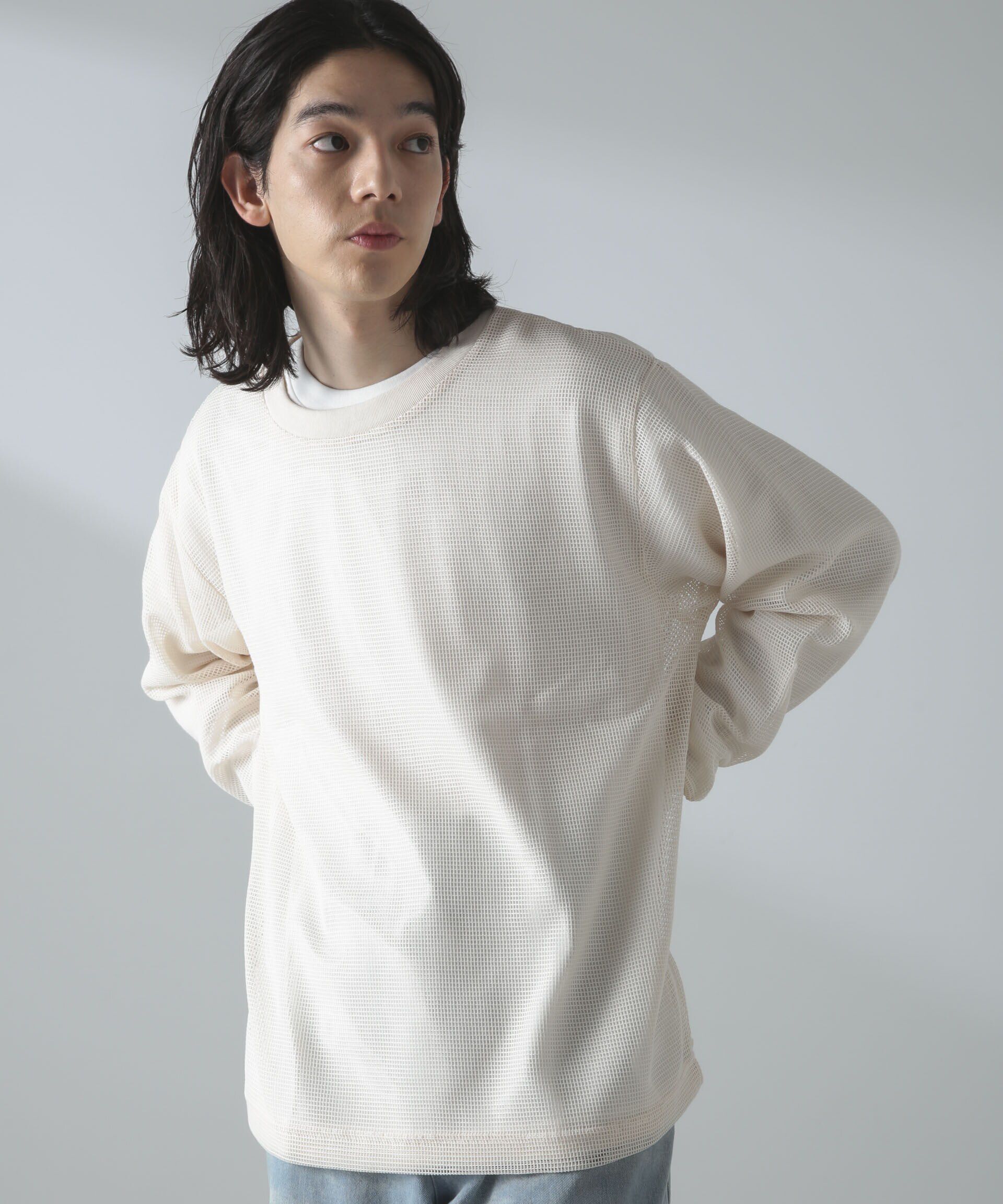 nano･universe「アンサンブルメッシュTシャツ 長袖」|Tシャツ・カットソー|