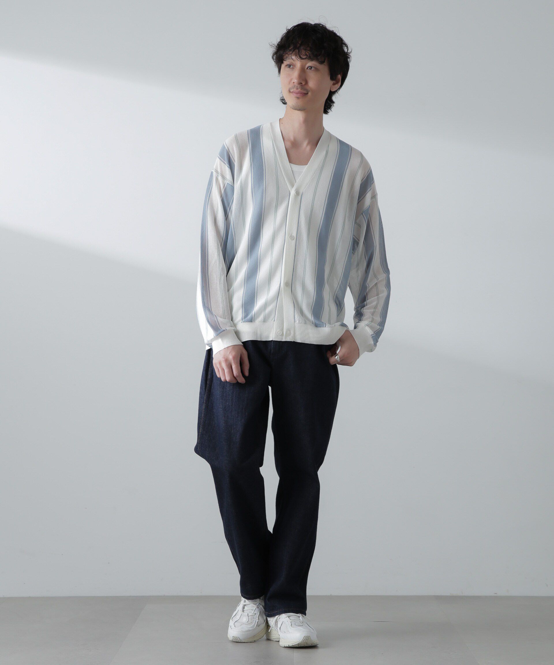 nano･universe「シアーストライプカーディガン」|ニット・セーター|