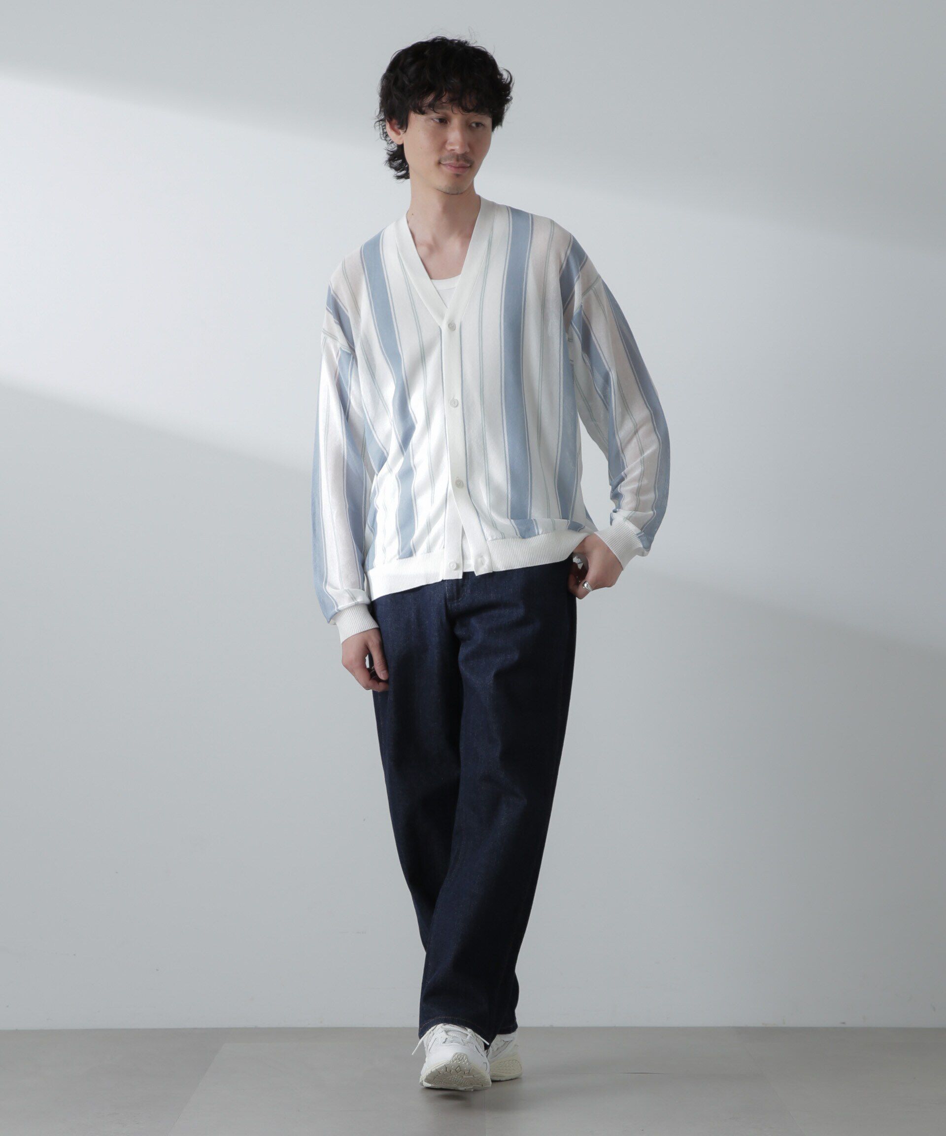 nano･universe「シアーストライプカーディガン」|ニット・セーター|