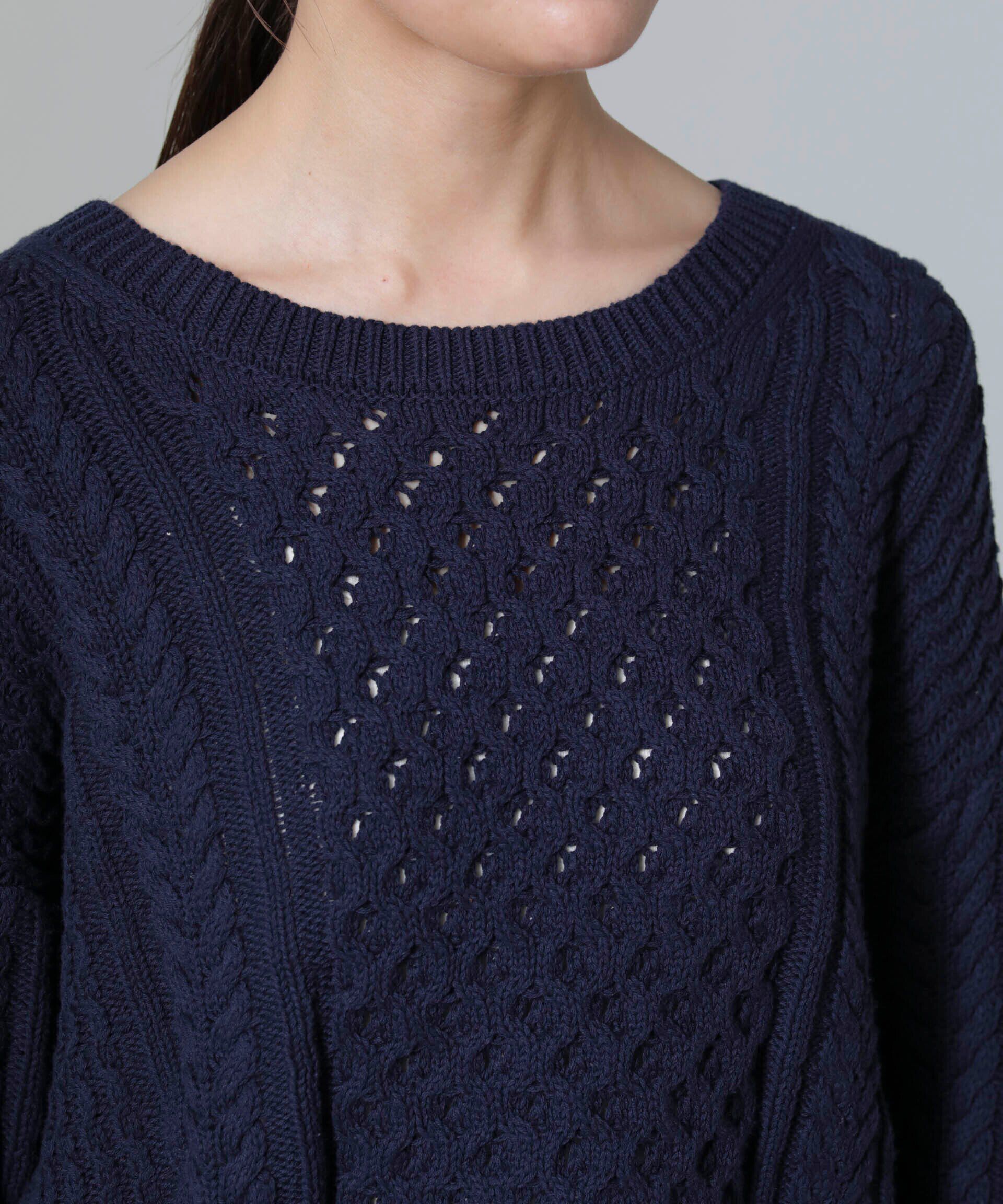 nano･universe「ケーブルクロップドプルオーバーニット」|ニット・セーター|