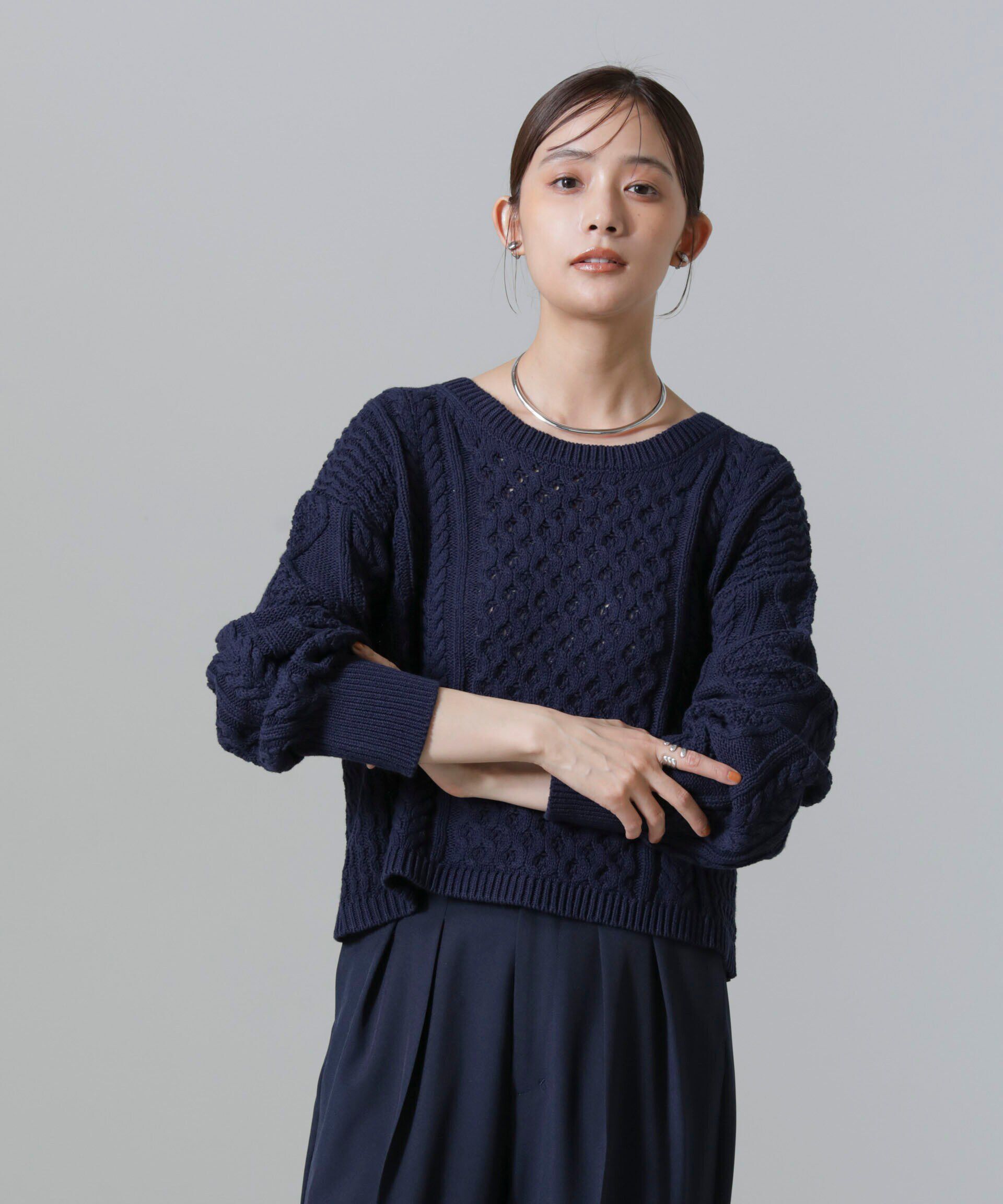 nano･universe「ケーブルクロップドプルオーバーニット」|ニット・セーター|