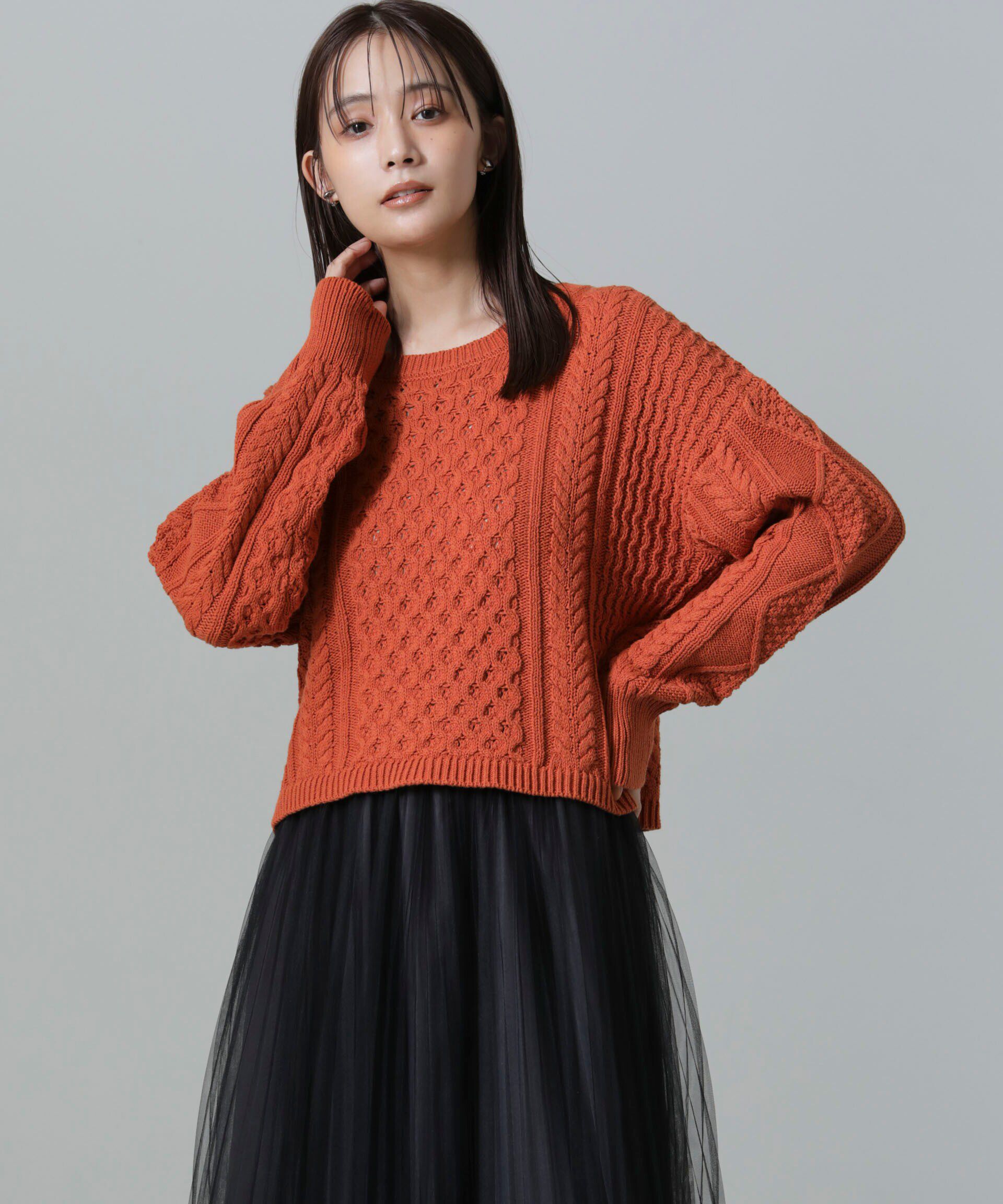 nano･universe「ケーブルクロップドプルオーバーニット」|ニット・セーター|