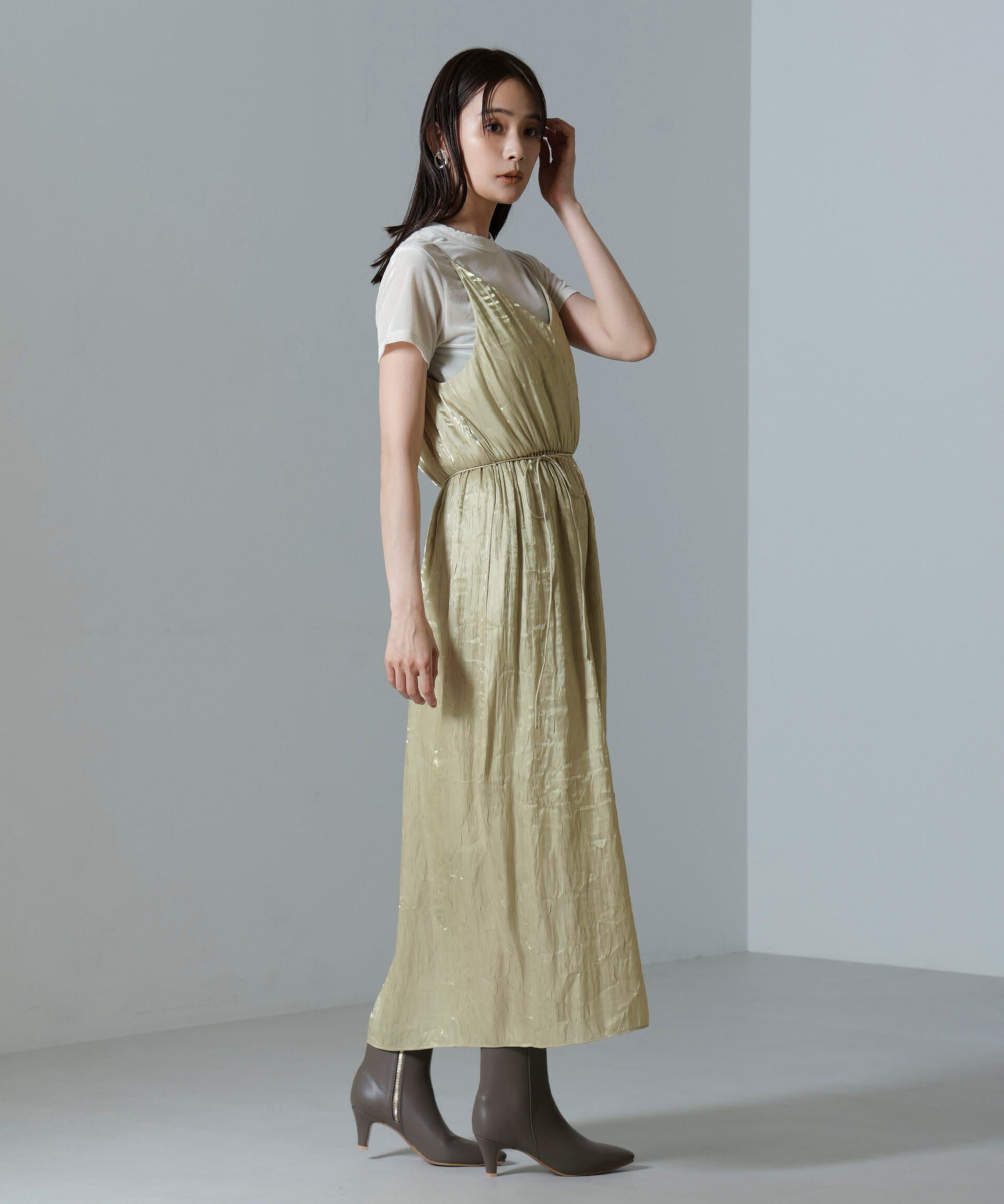 nano･universe「キャッチワッシャーサテンキャミワンピース」|ワンピース|