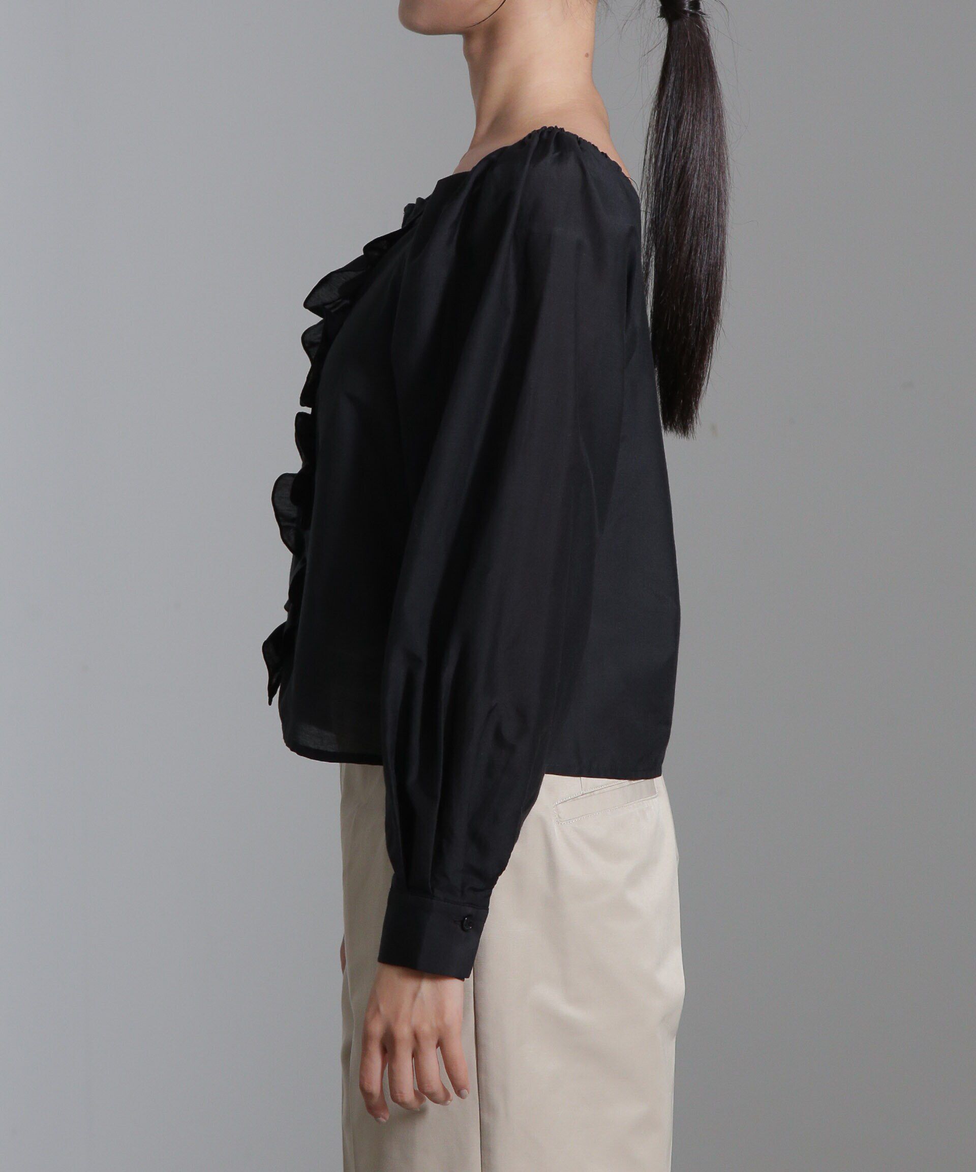 nano･universe「シルク混フロントフリルブラウス」|シャツ・ブラウス|