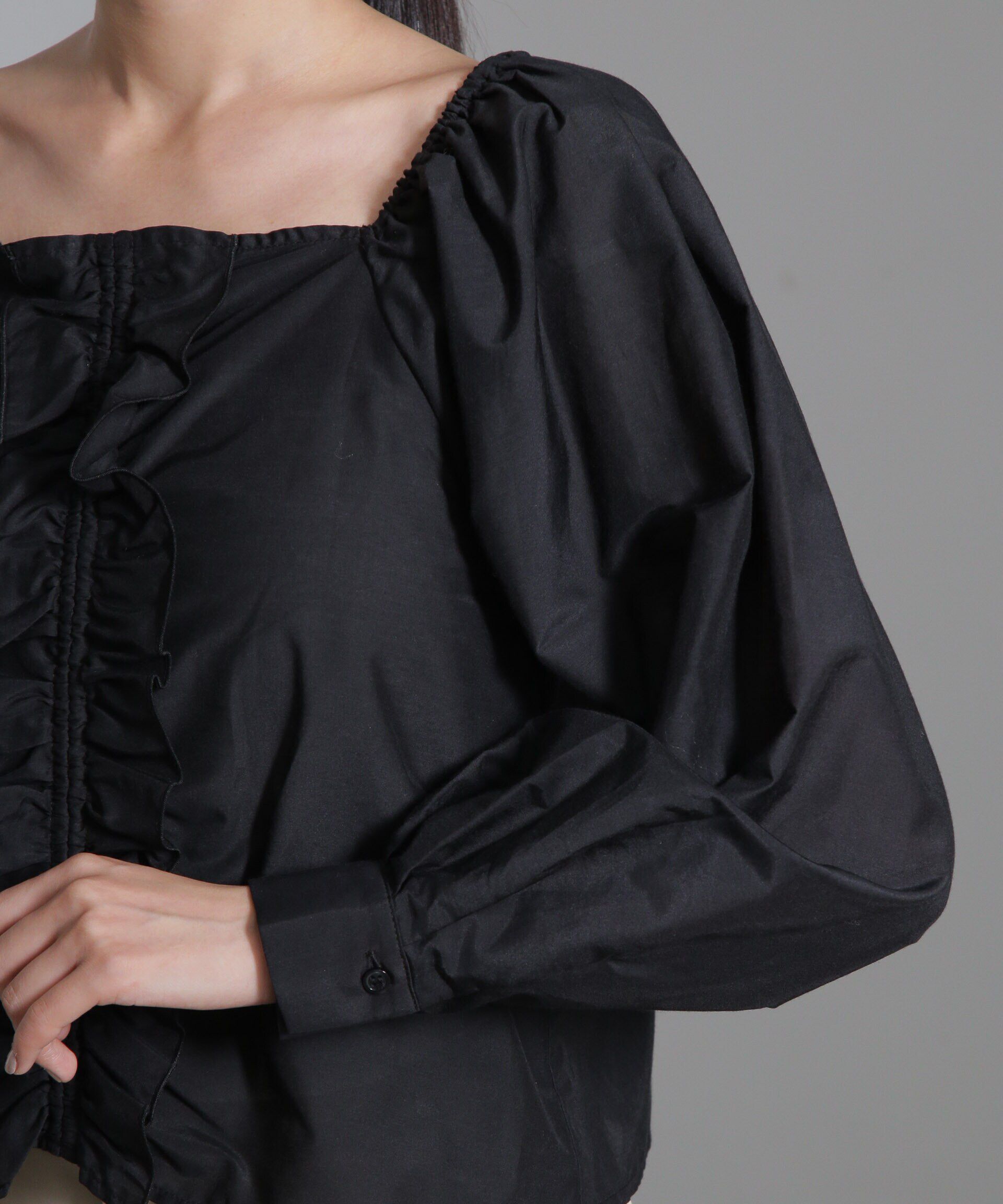 nano･universe「シルク混フロントフリルブラウス」|シャツ・ブラウス|