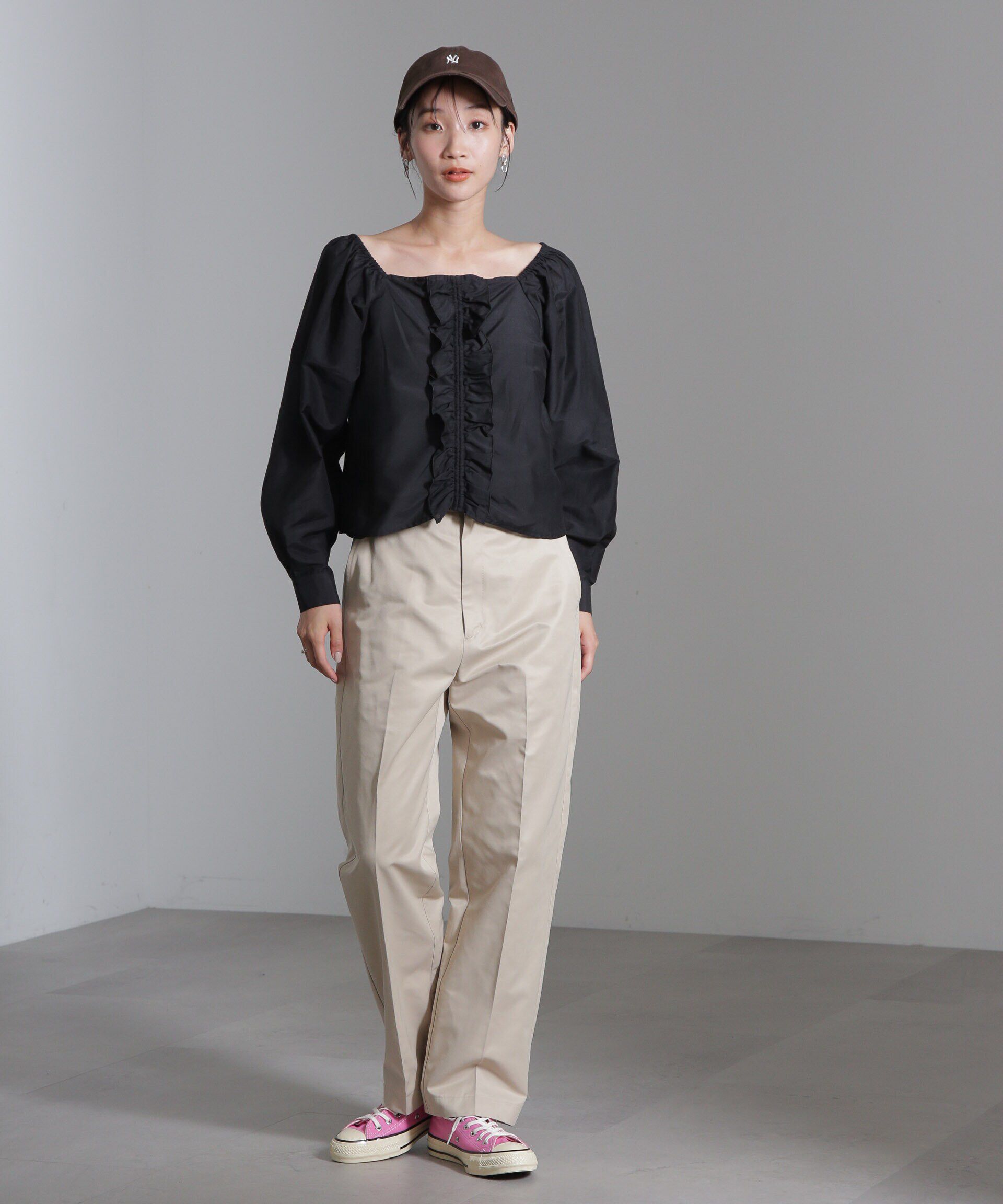 nano･universe「シルク混フロントフリルブラウス」|シャツ・ブラウス|