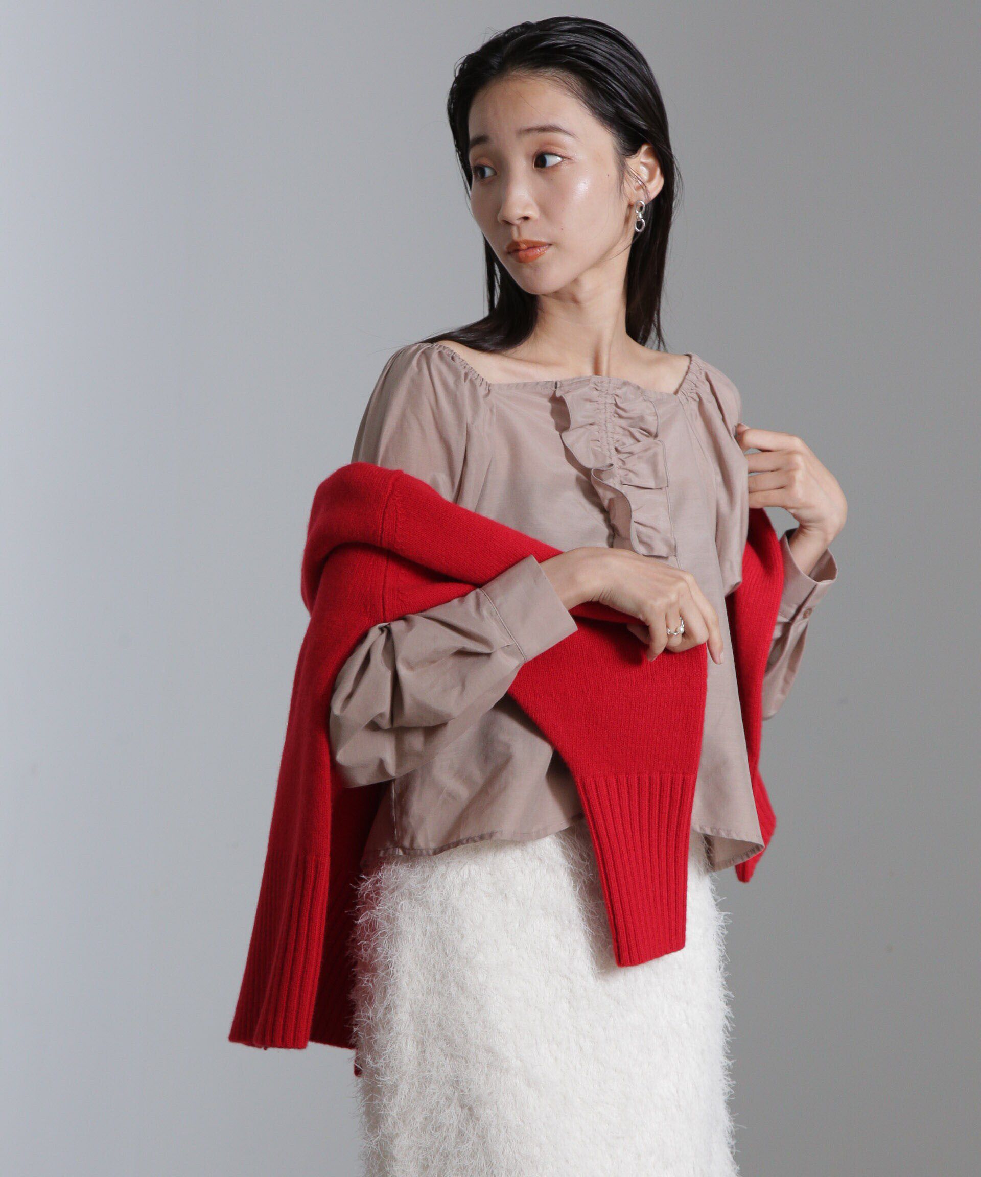 nano･universe「シルク混フロントフリルブラウス」|シャツ・ブラウス|