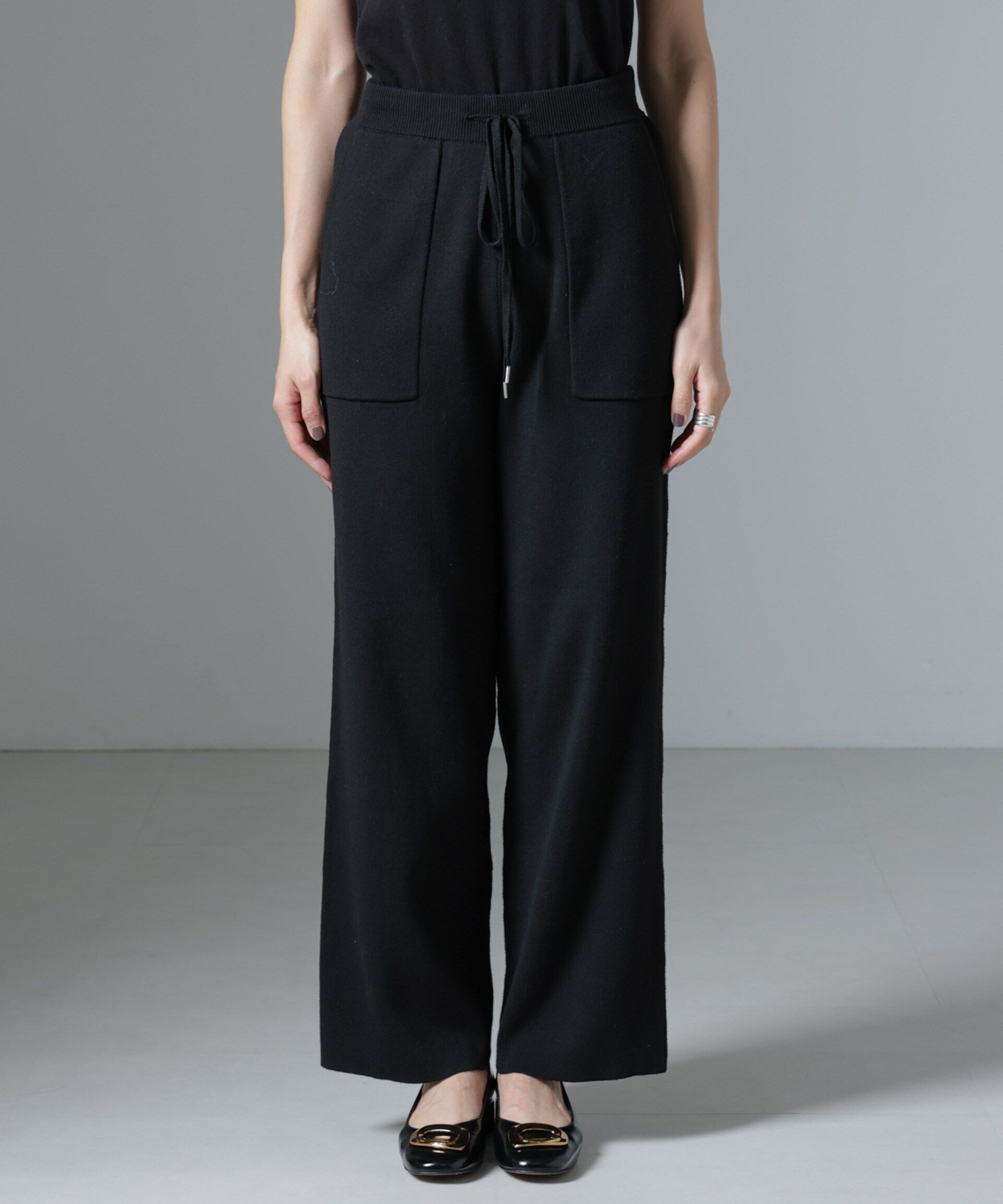 nano･universe「ポケットニットワイドパンツ（セットアップ可）」|チノ|