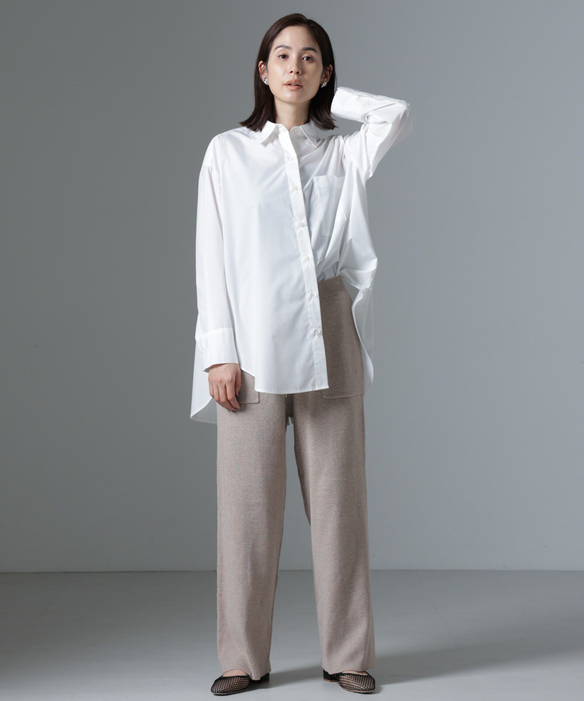 nano･universe「ポケットニットワイドパンツ（セットアップ可）」|チノ|