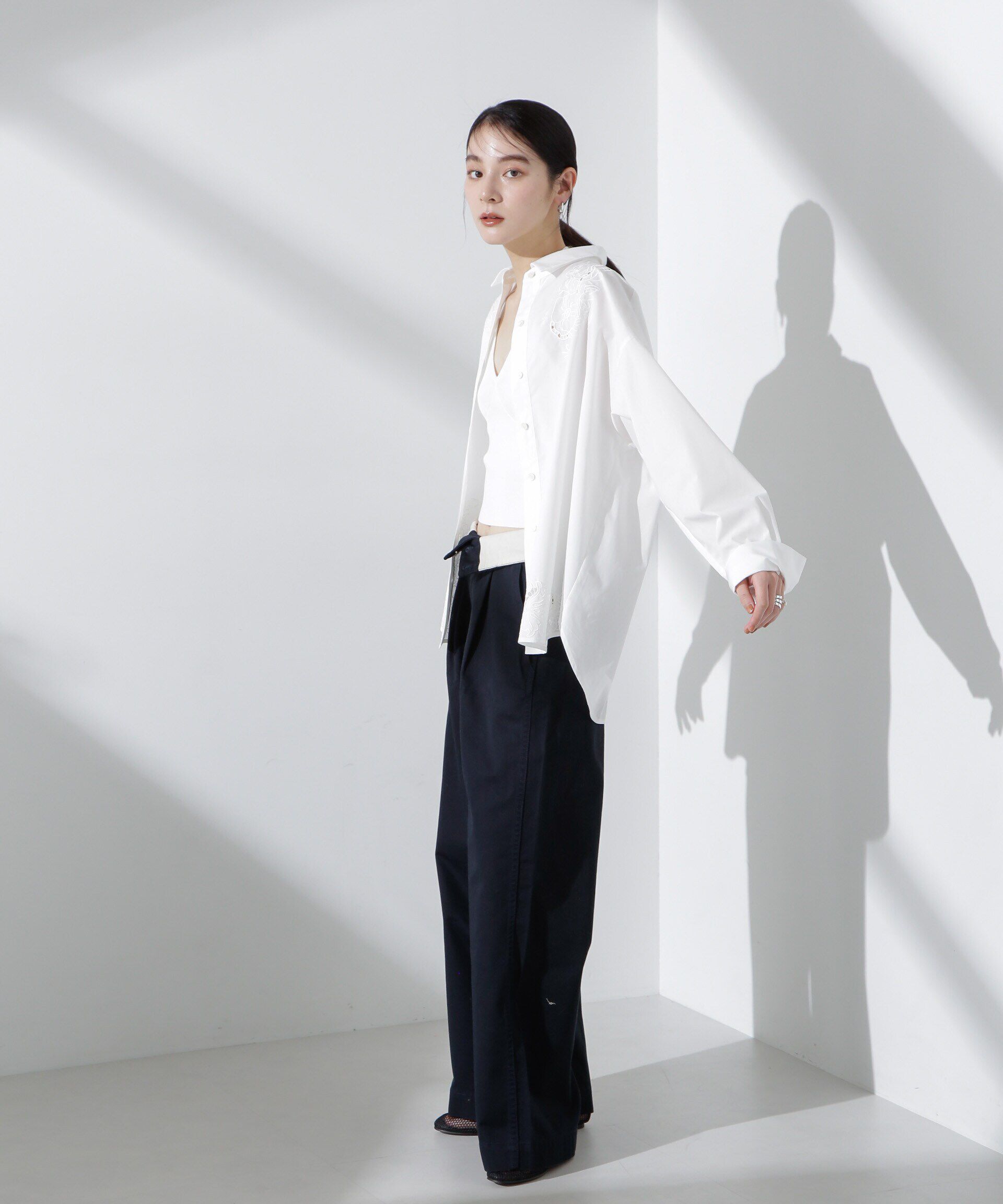 nano･universe「カットワークレースオーバーサイズシャツ」|シャツ・ブラウス|