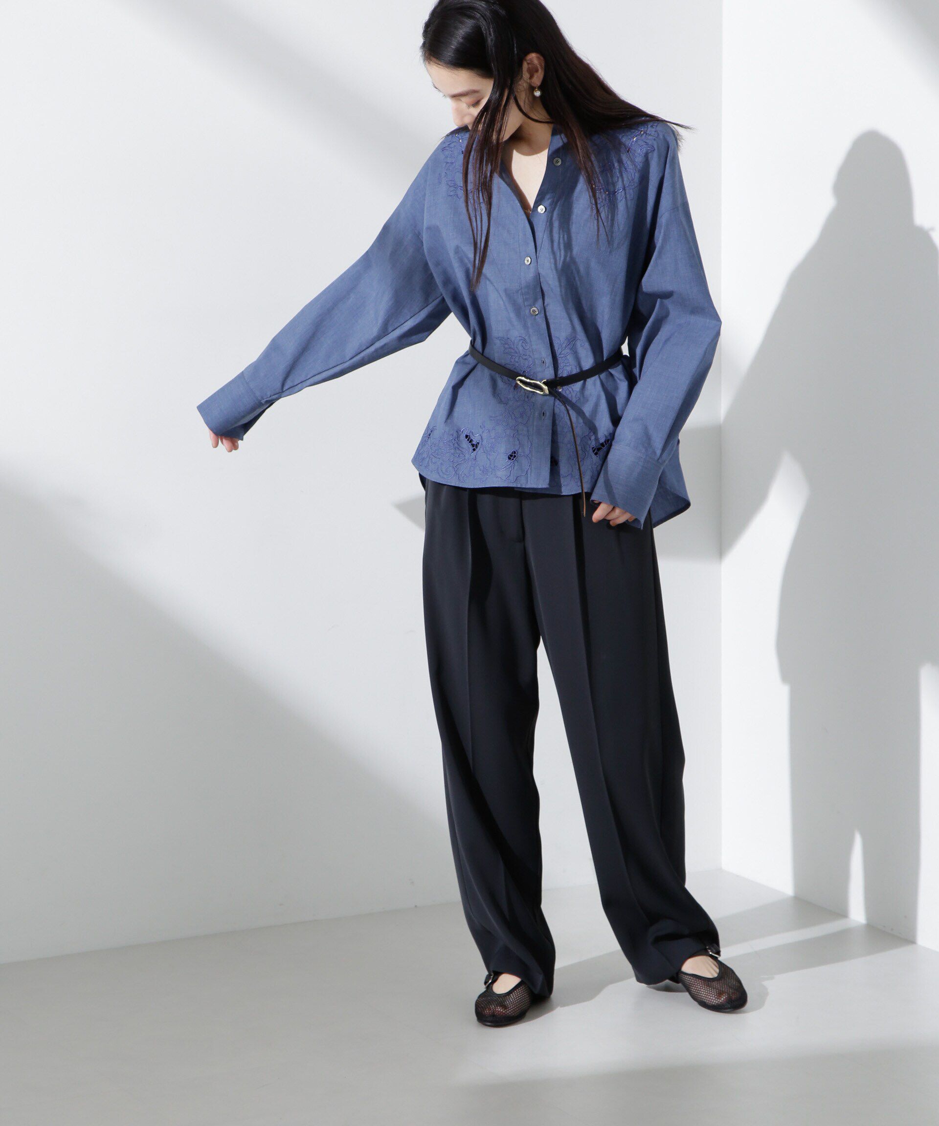 nano･universe「カットワークレースオーバーサイズシャツ」|シャツ・ブラウス|