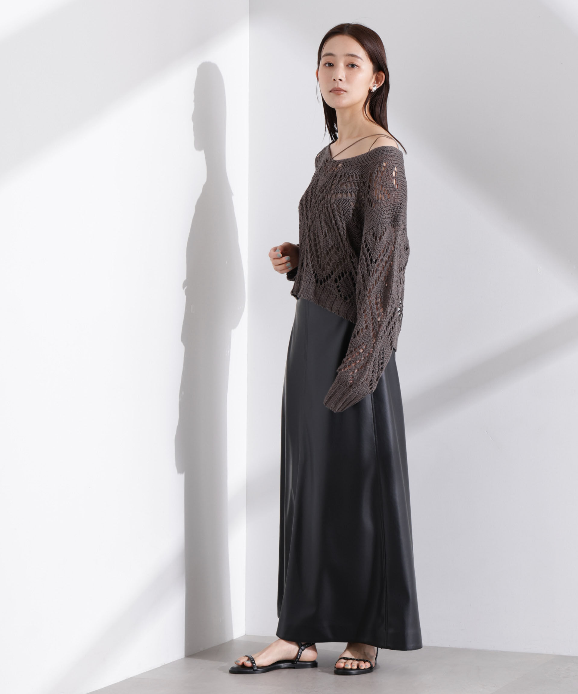 nano･universe「リリヤーン透かし編み柄ニットプルオーバー」|ニット・セーター|