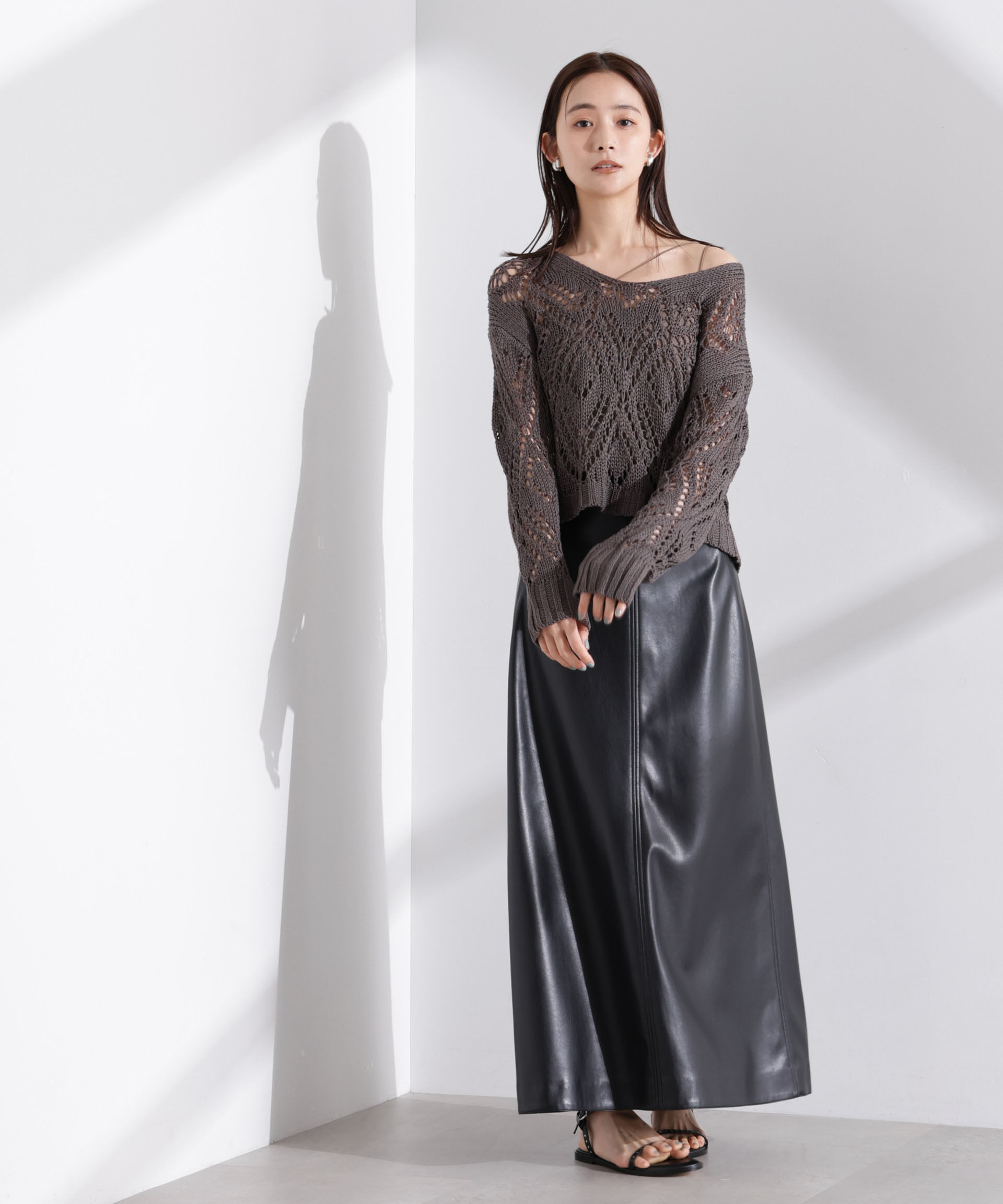 nano･universe「リリヤーン透かし編み柄ニットプルオーバー」|ニット・セーター|