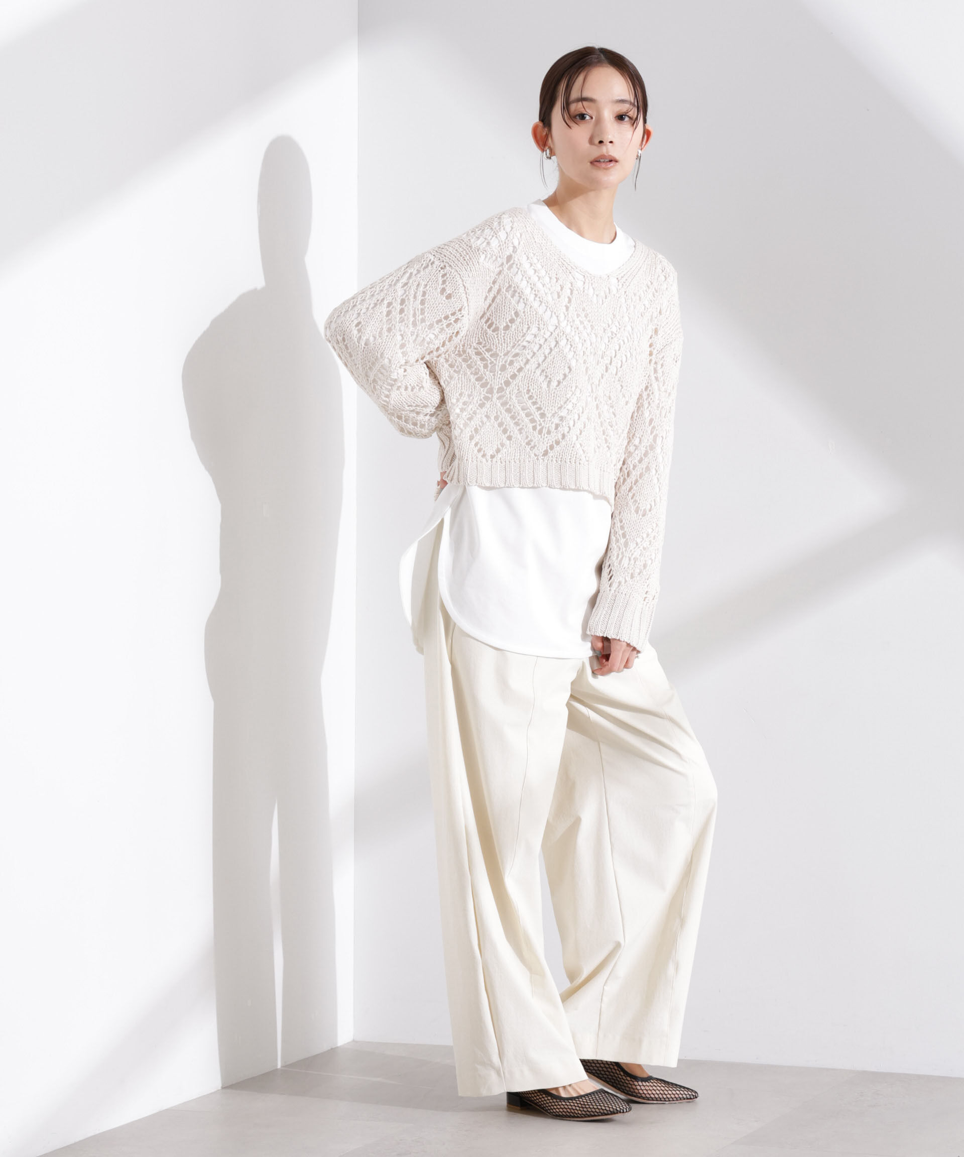 nano･universe「リリヤーン透かし編み柄ニットプルオーバー」|ニット・セーター|