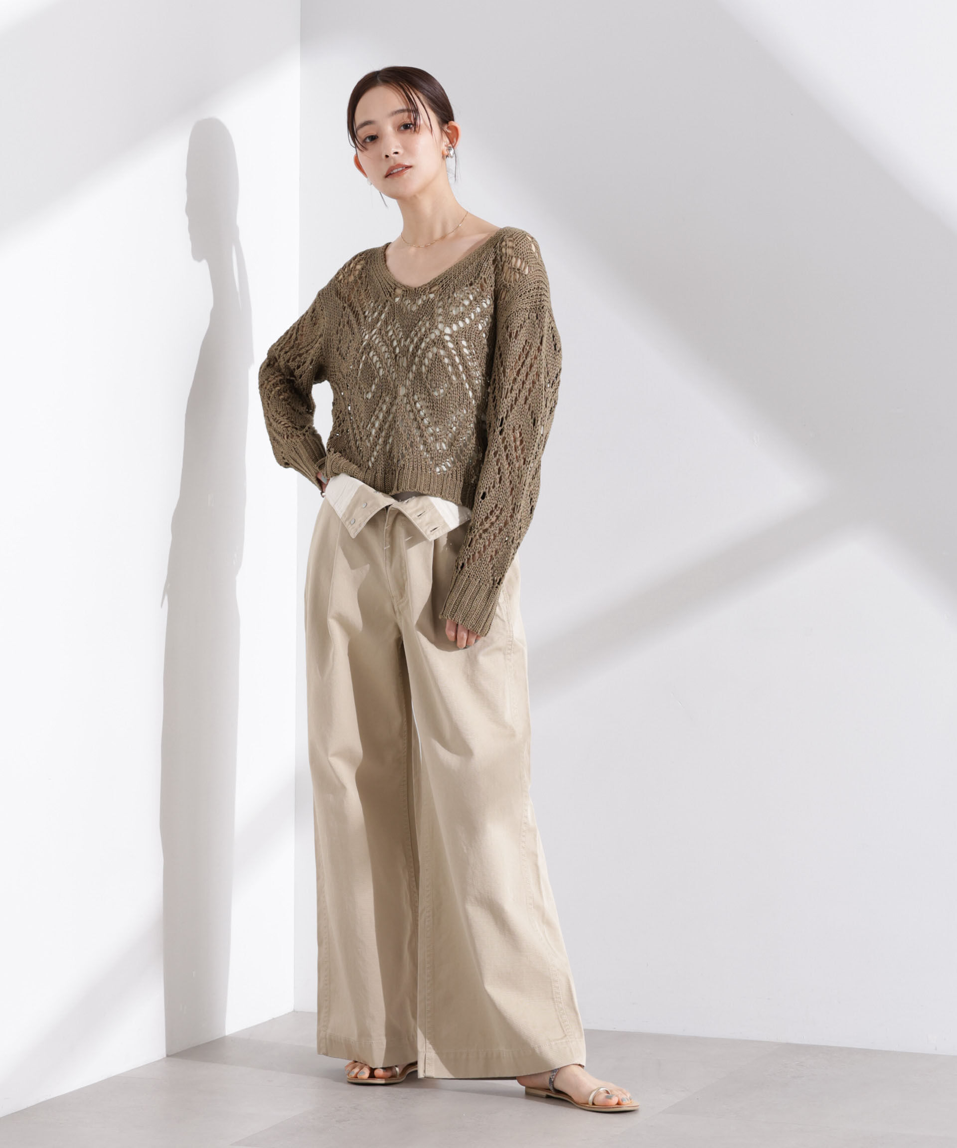 nano･universe「リリヤーン透かし編み柄ニットプルオーバー」|ニット・セーター|