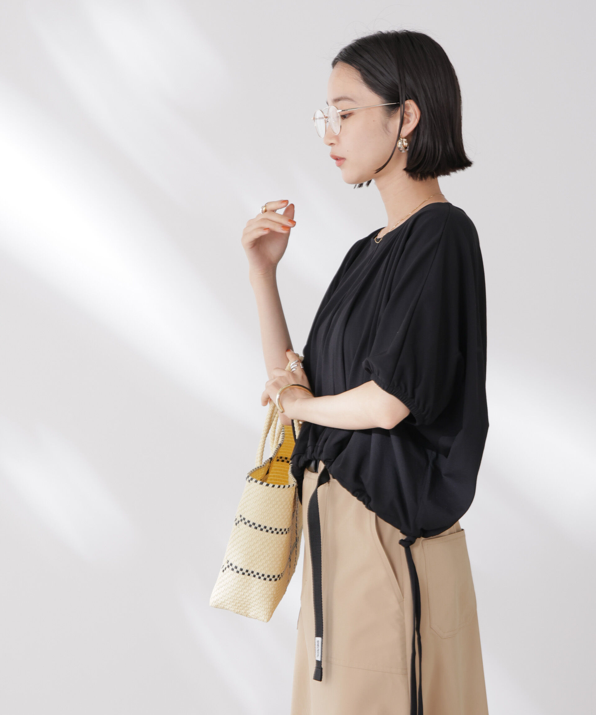 nano･universe「吸水速乾抗菌防臭クロップドドロストトップス」|Tシャツ・カットソー|