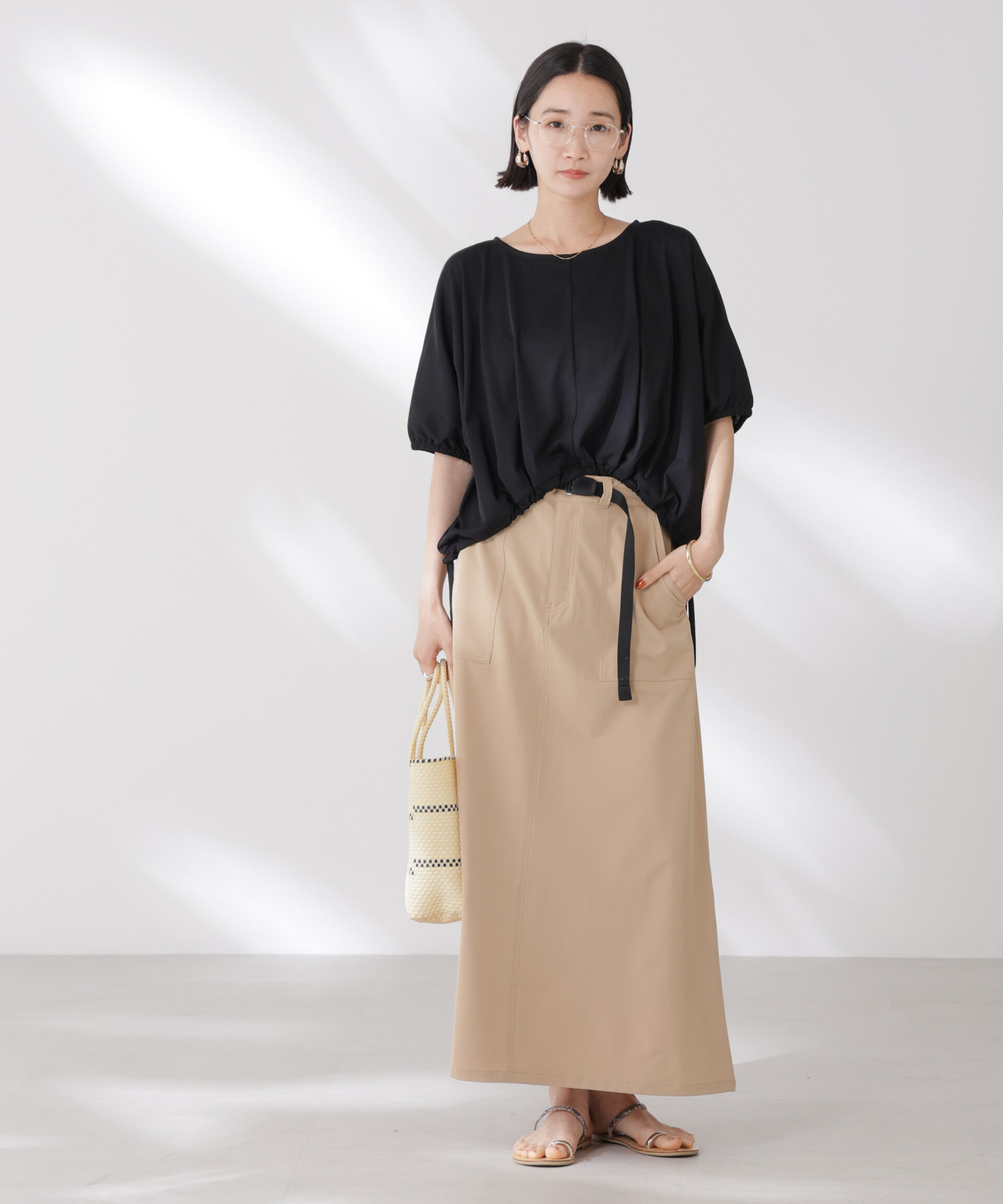 nano･universe「吸水速乾抗菌防臭クロップドドロストトップス」|Tシャツ・カットソー|