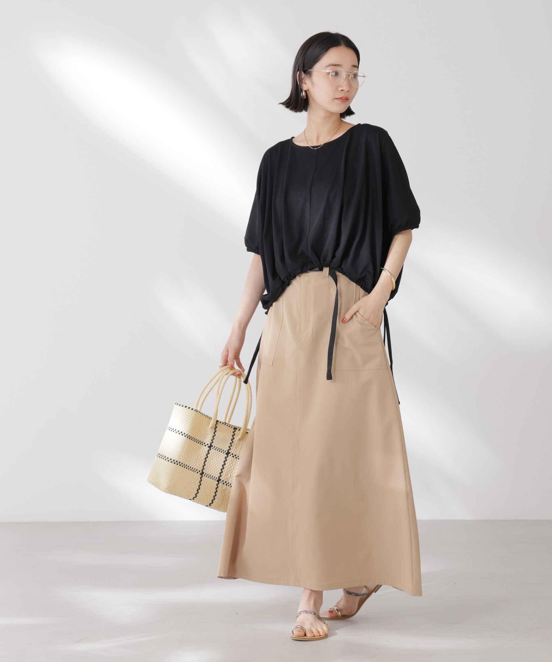 nano･universe「吸水速乾抗菌防臭クロップドドロストトップス」|Tシャツ・カットソー|