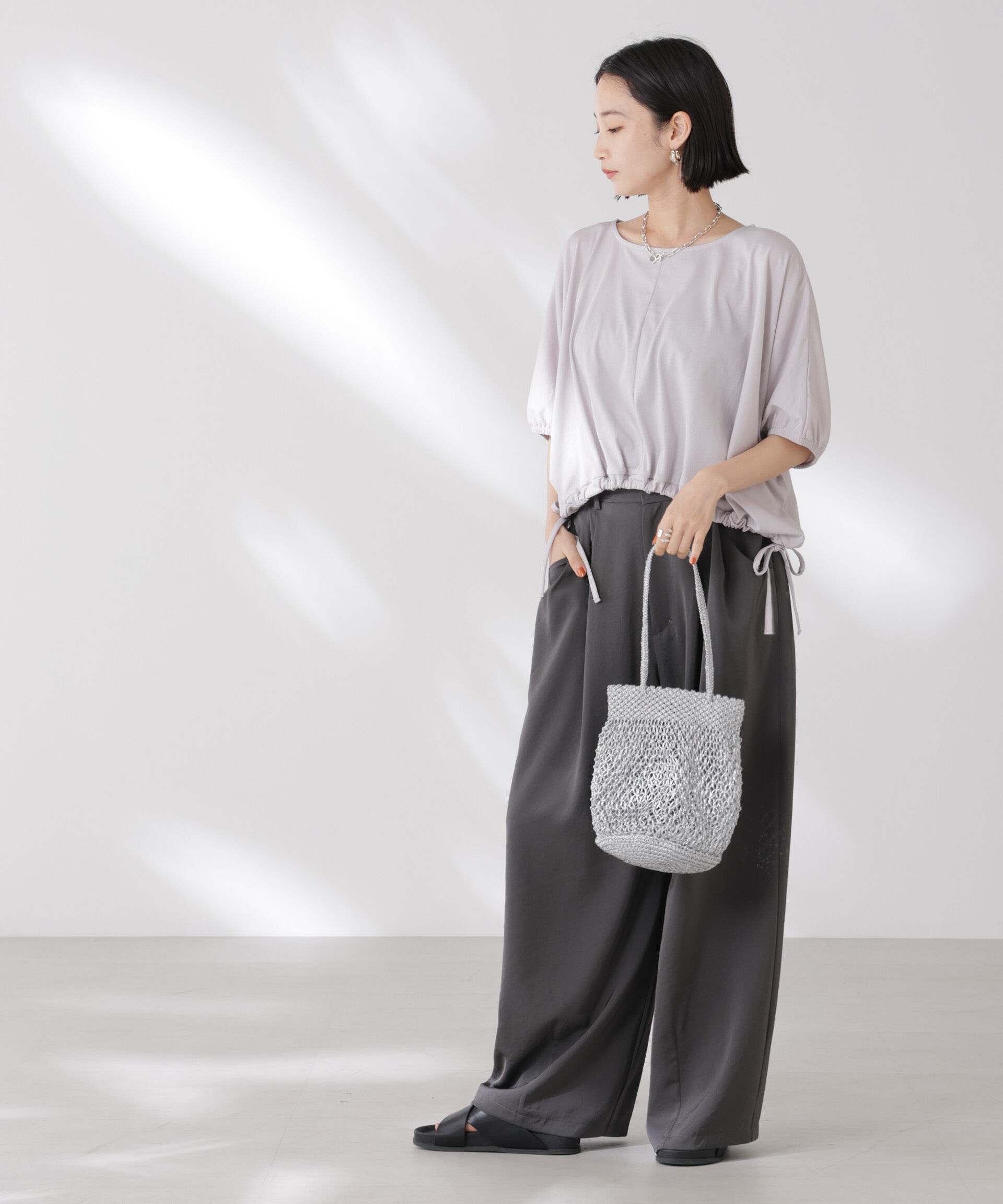 nano･universe「吸水速乾抗菌防臭クロップドドロストトップス」|Tシャツ・カットソー|