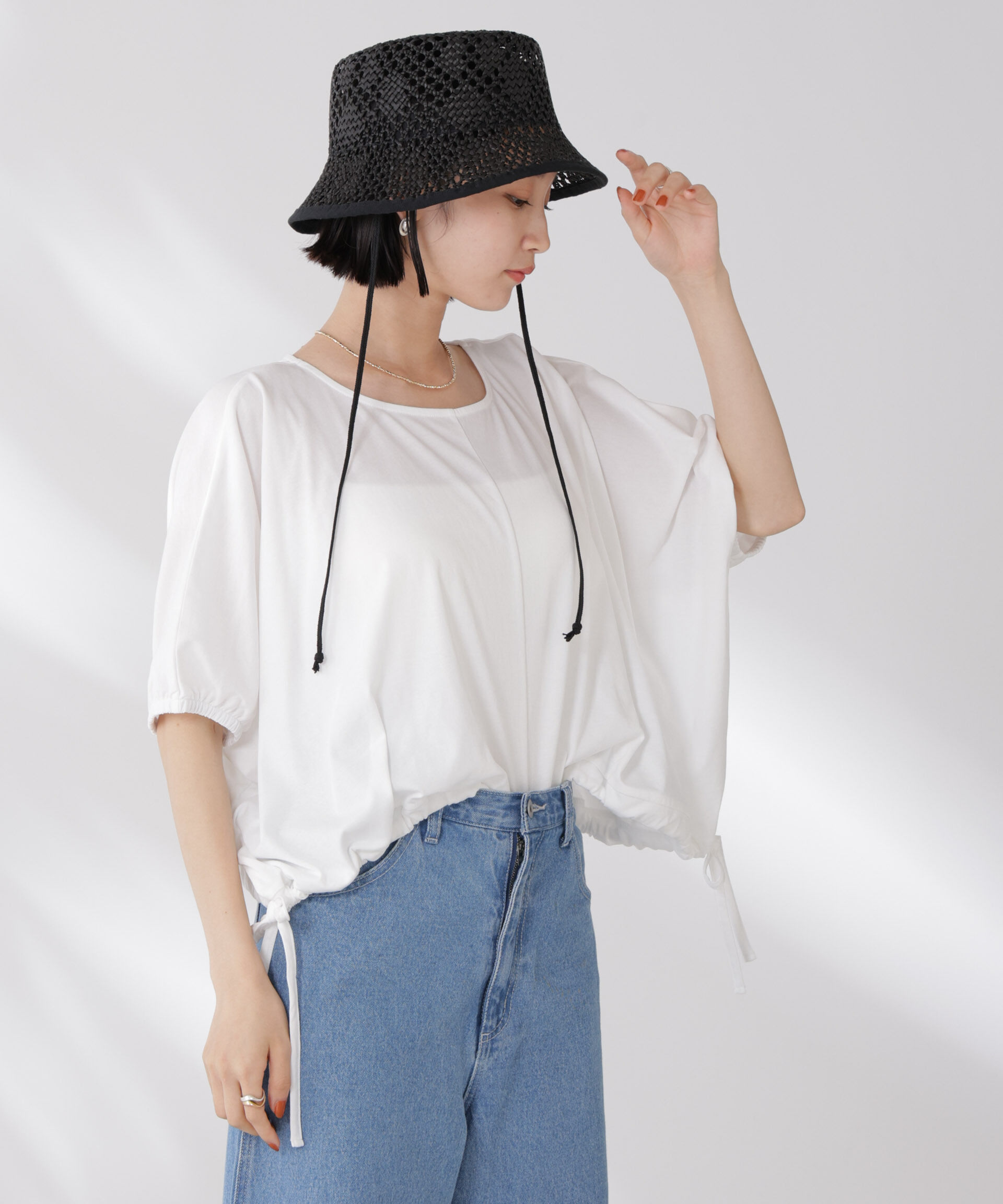 nano･universe「吸水速乾抗菌防臭クロップドドロストトップス」|Tシャツ・カットソー|