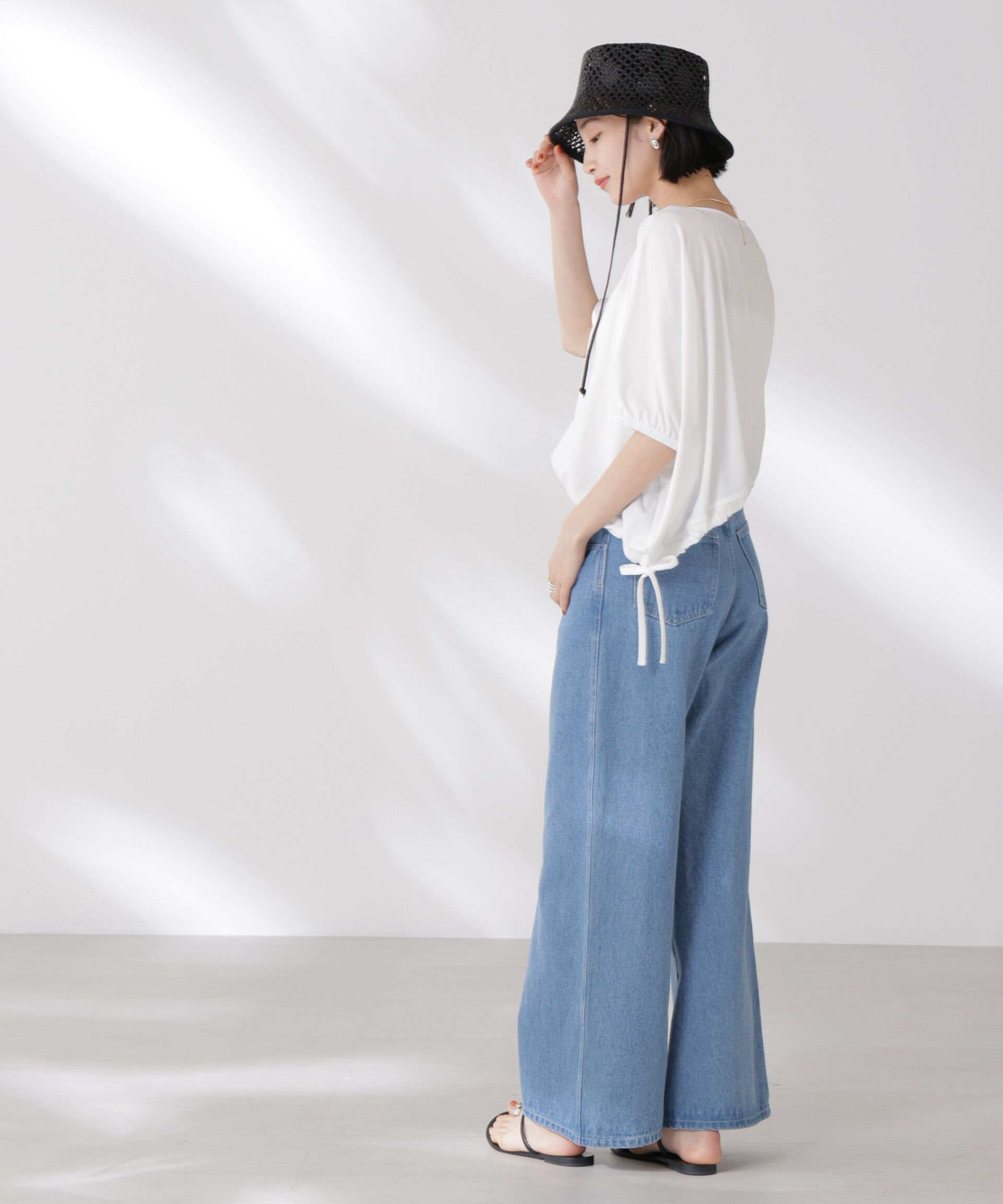 nano･universe「吸水速乾抗菌防臭クロップドドロストトップス」|Tシャツ・カットソー|