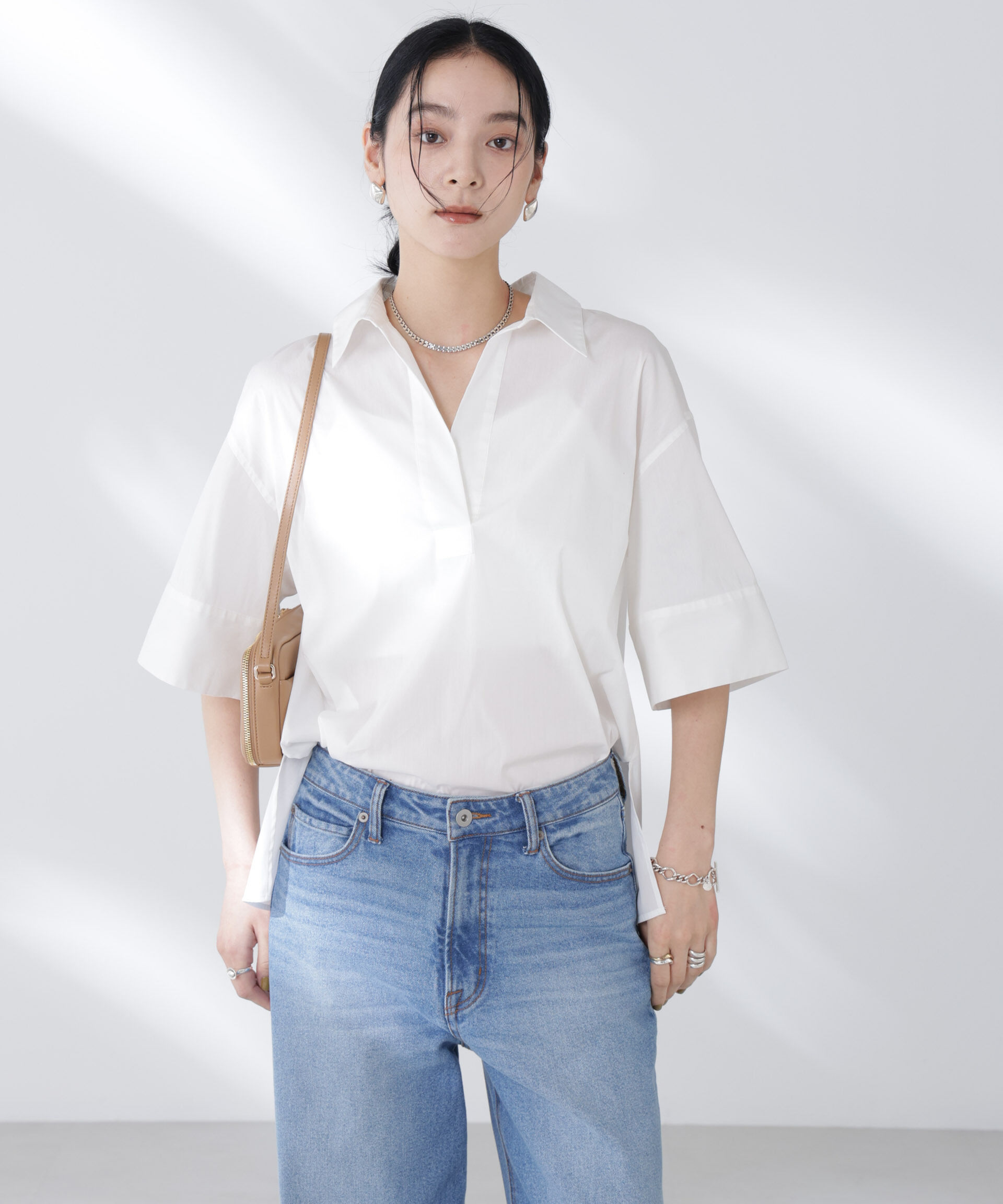 nano･universe「ワイドスリーブスキッパーシャツ」|シャツ・ブラウス|オフホワイト1