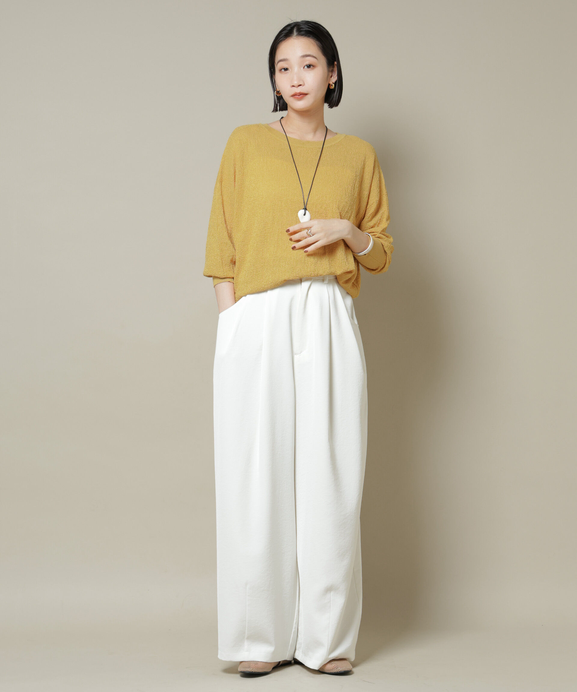 nano･universe「梨地ボートネックワイドシルエットニット」|ニット・セーター|