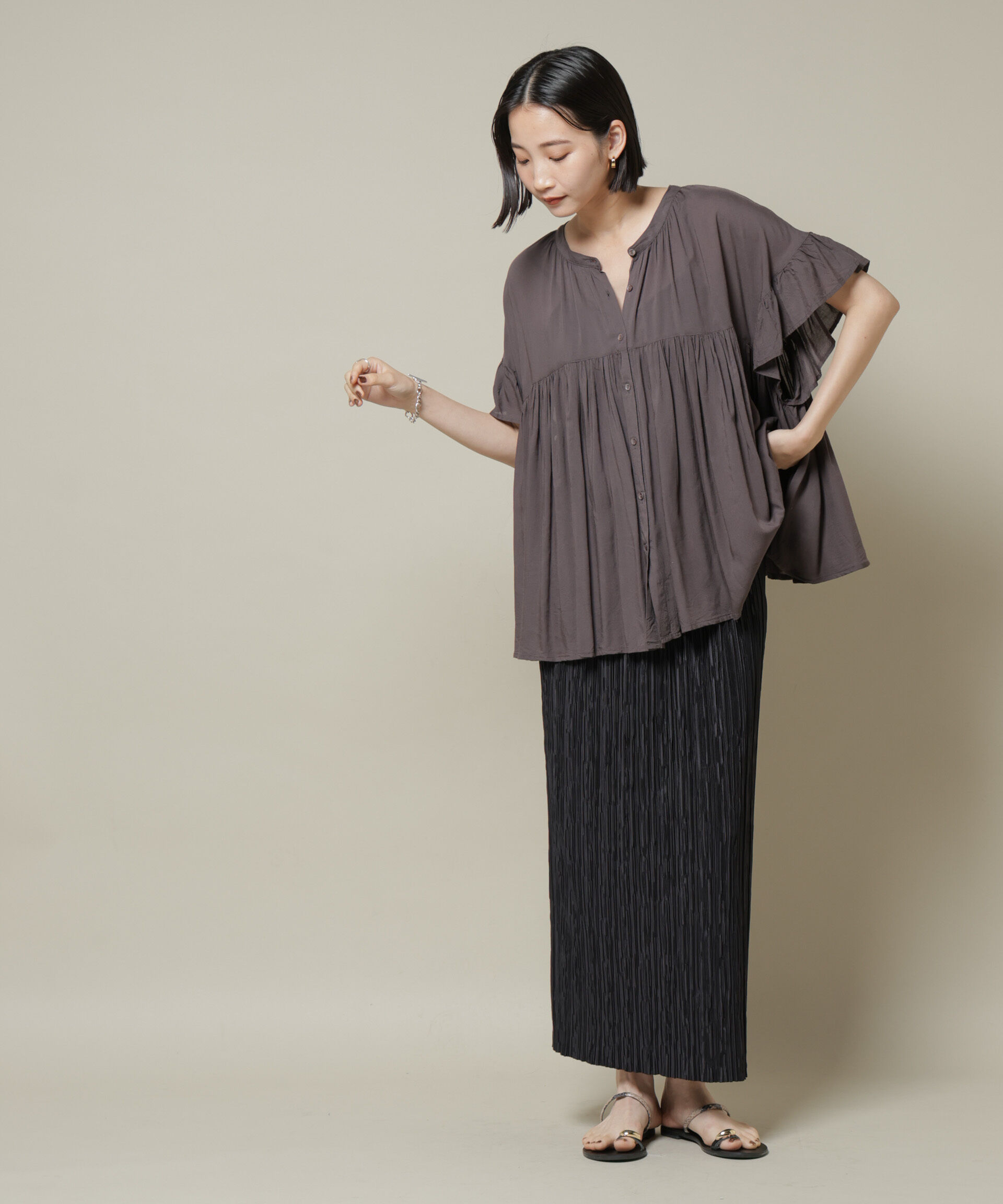 nano･universe「ランダムプリーツカットナロースカート(セットアップ可)」|スカート|