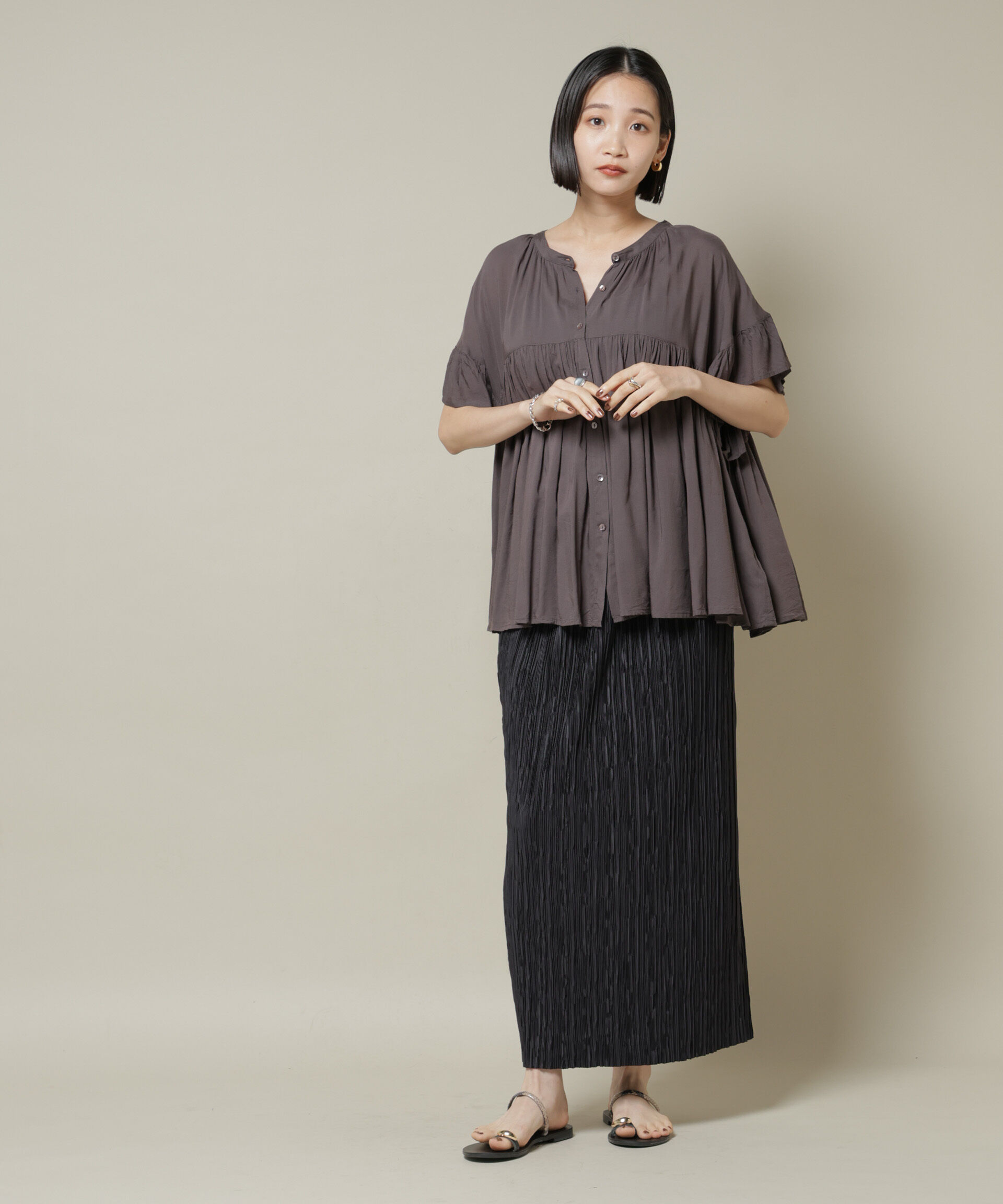 nano･universe「ランダムプリーツカットナロースカート(セットアップ可)」|スカート|