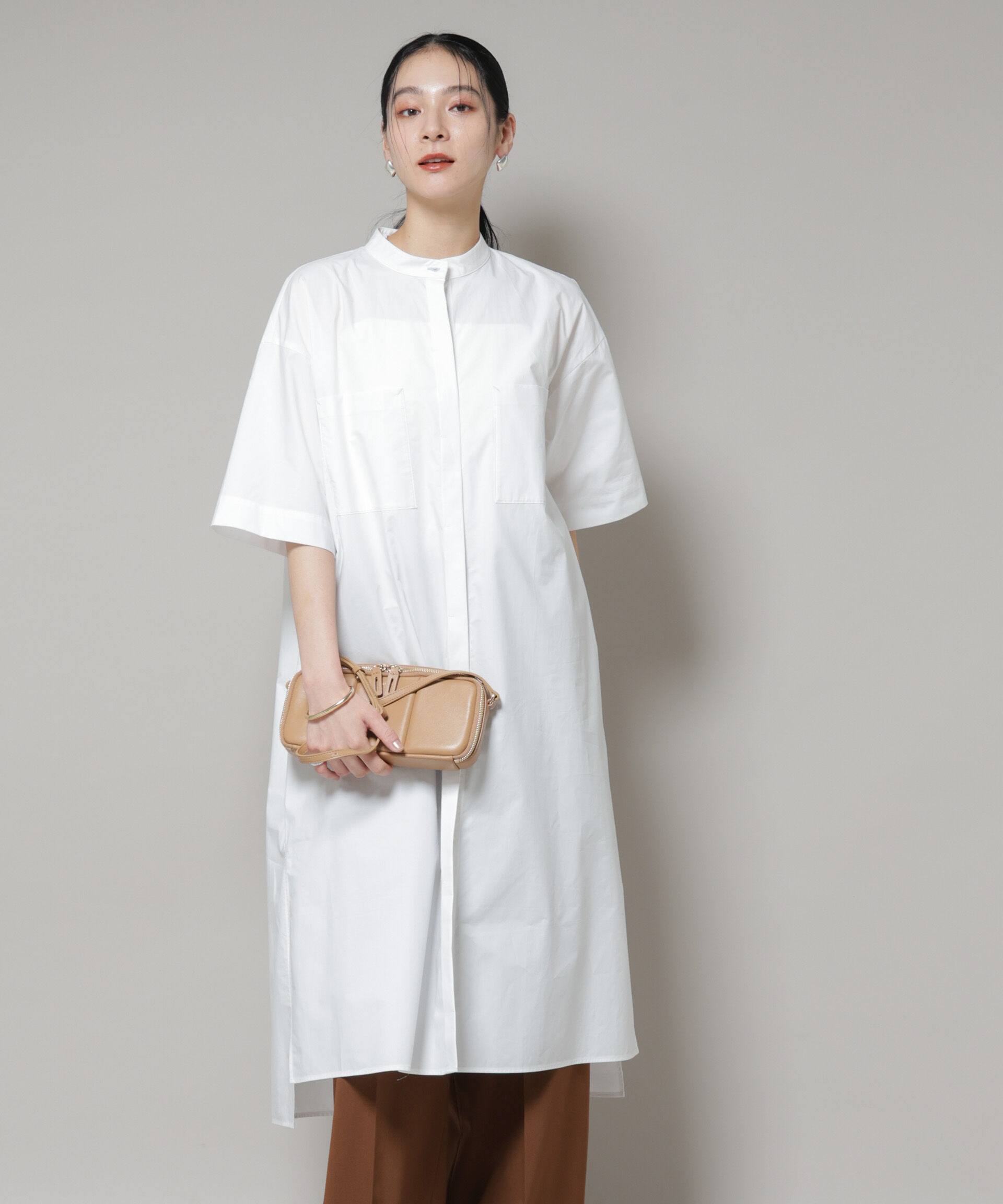 nano･universe「Ｗポケットハーフスリーブシャツワンピース」|ワンピース|