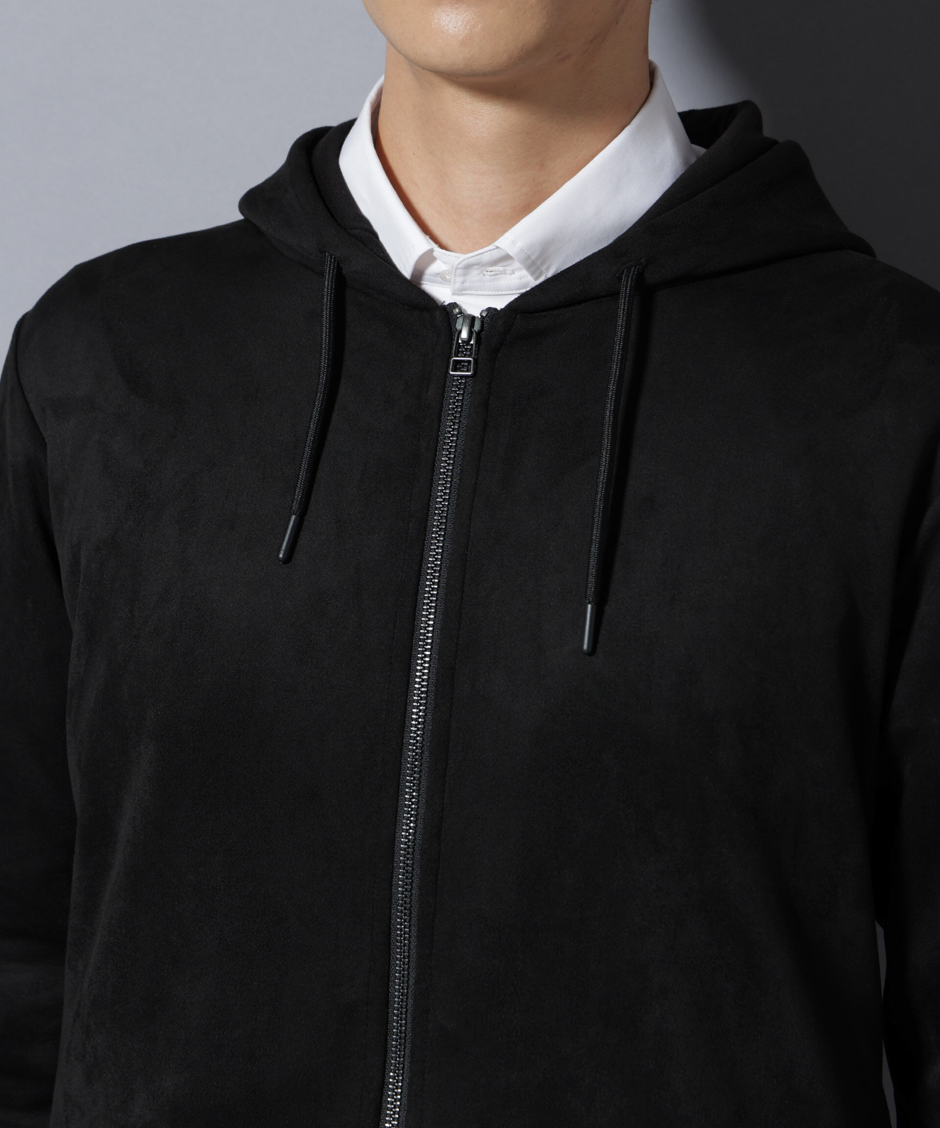 nano･universe「フェイクスエードZIPフーディー 長袖」|Tシャツ・カットソー|