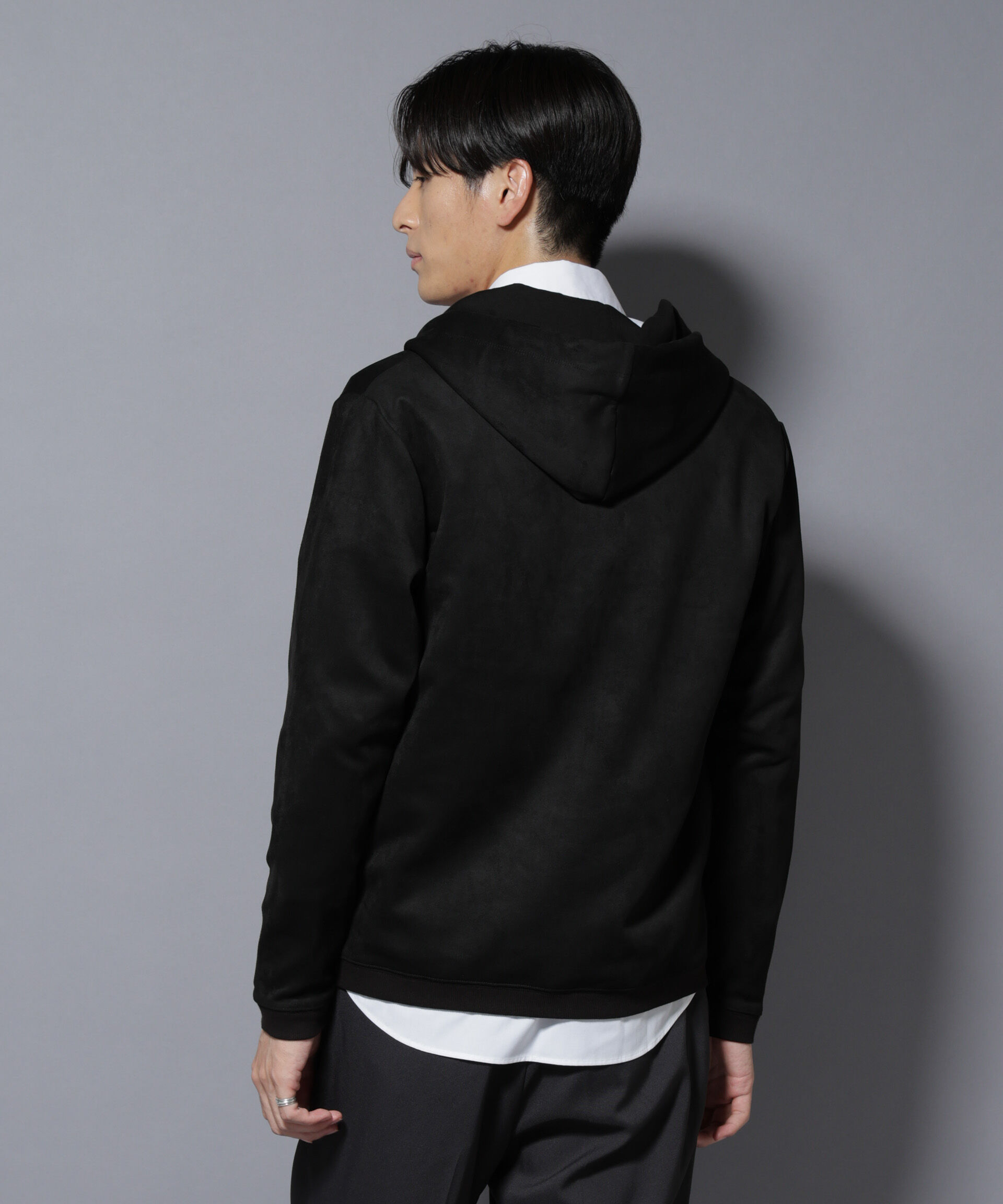 nano･universe「フェイクスエードZIPフーディー 長袖」|Tシャツ・カットソー|