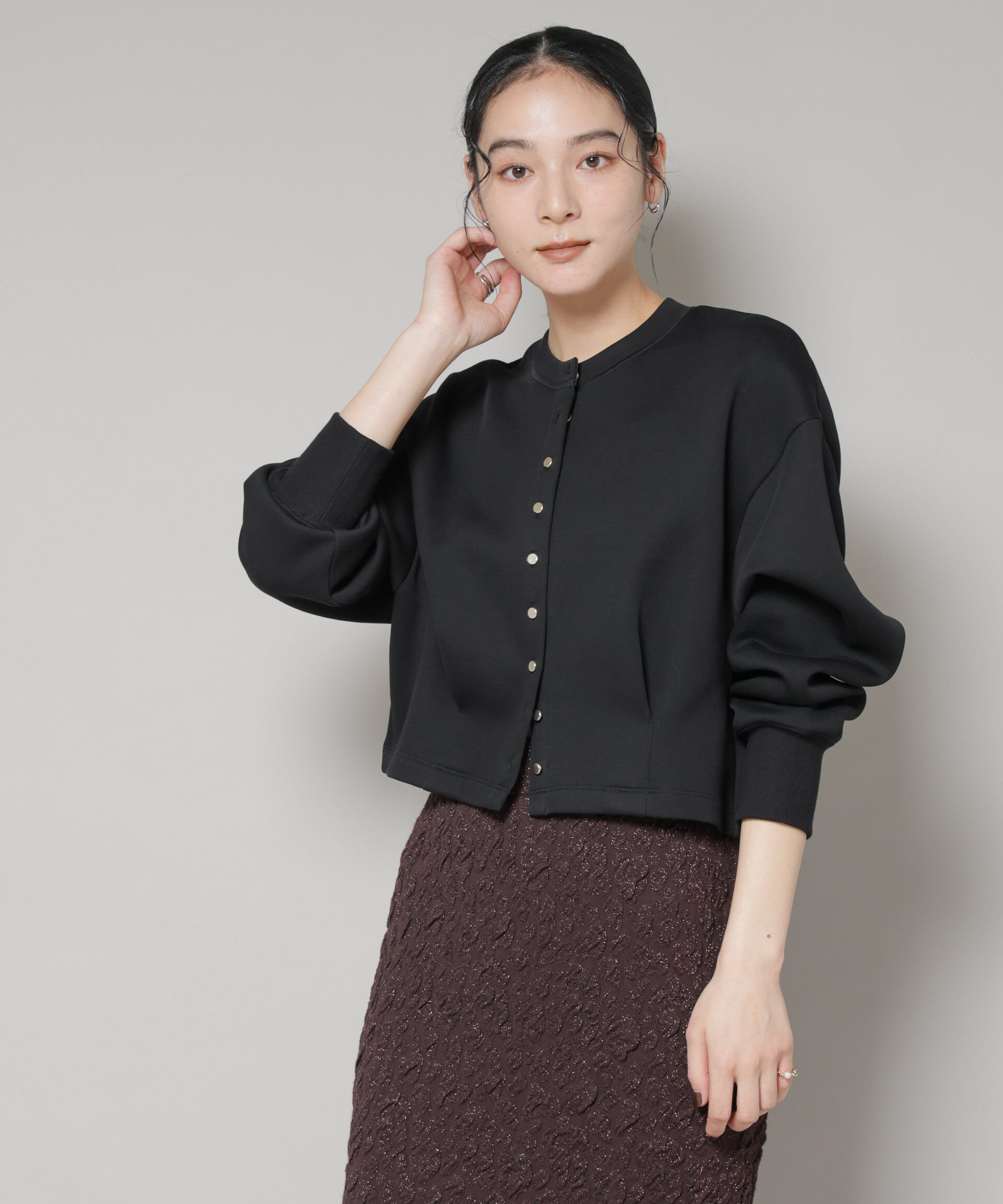 nano･universe「ダンボールタックカーディガン」|Tシャツ・カットソー|ブラック