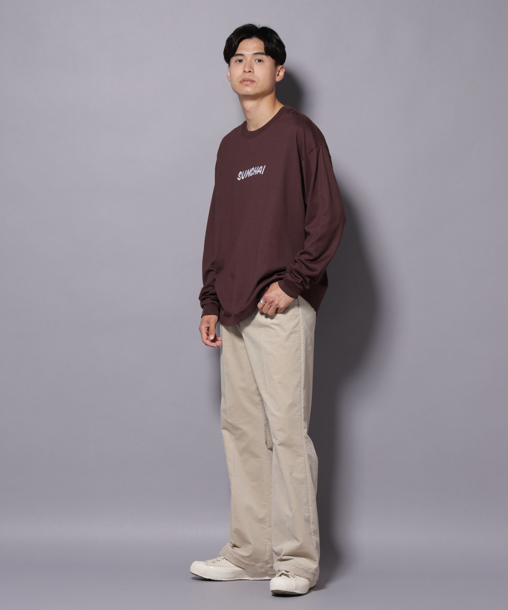 nano･universe「Anti Soaked(R)&times;SUNCHAI ロゴ刺繍 汗染み防止 Tシャツ長袖」|Tシャツ・カットソー|