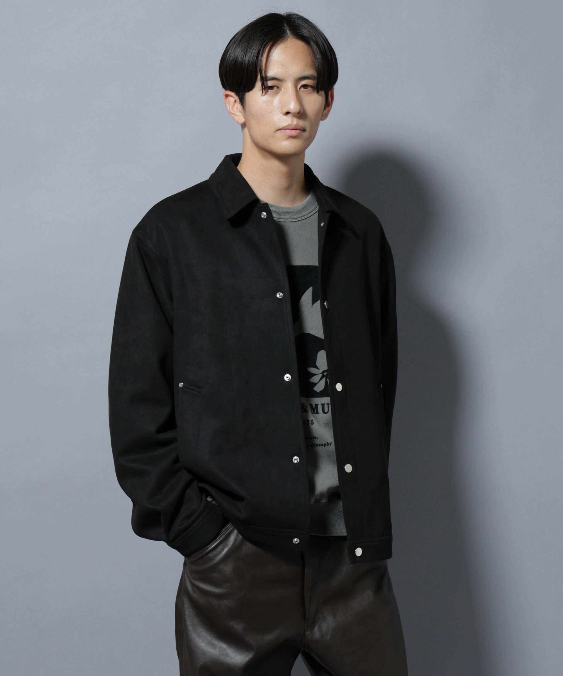 nano･universe「フェイクスエードシャツブルゾン」|ブルゾン・スタジャン|