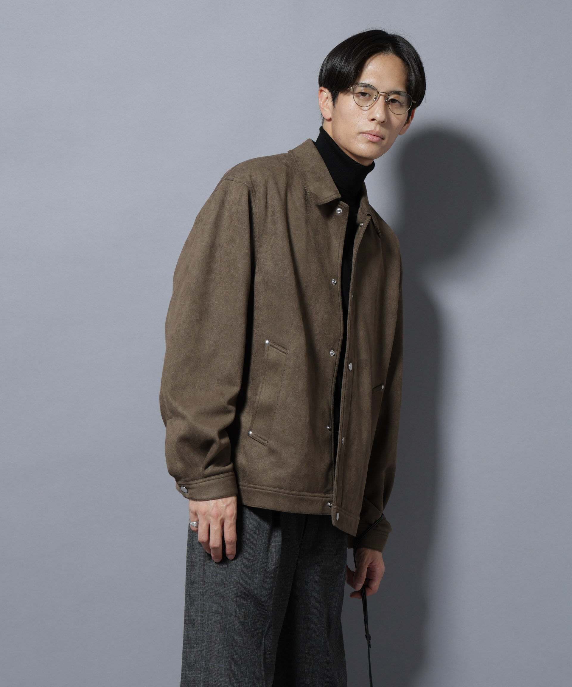 nano･universe「フェイクスエードシャツブルゾン」|ブルゾン・スタジャン|