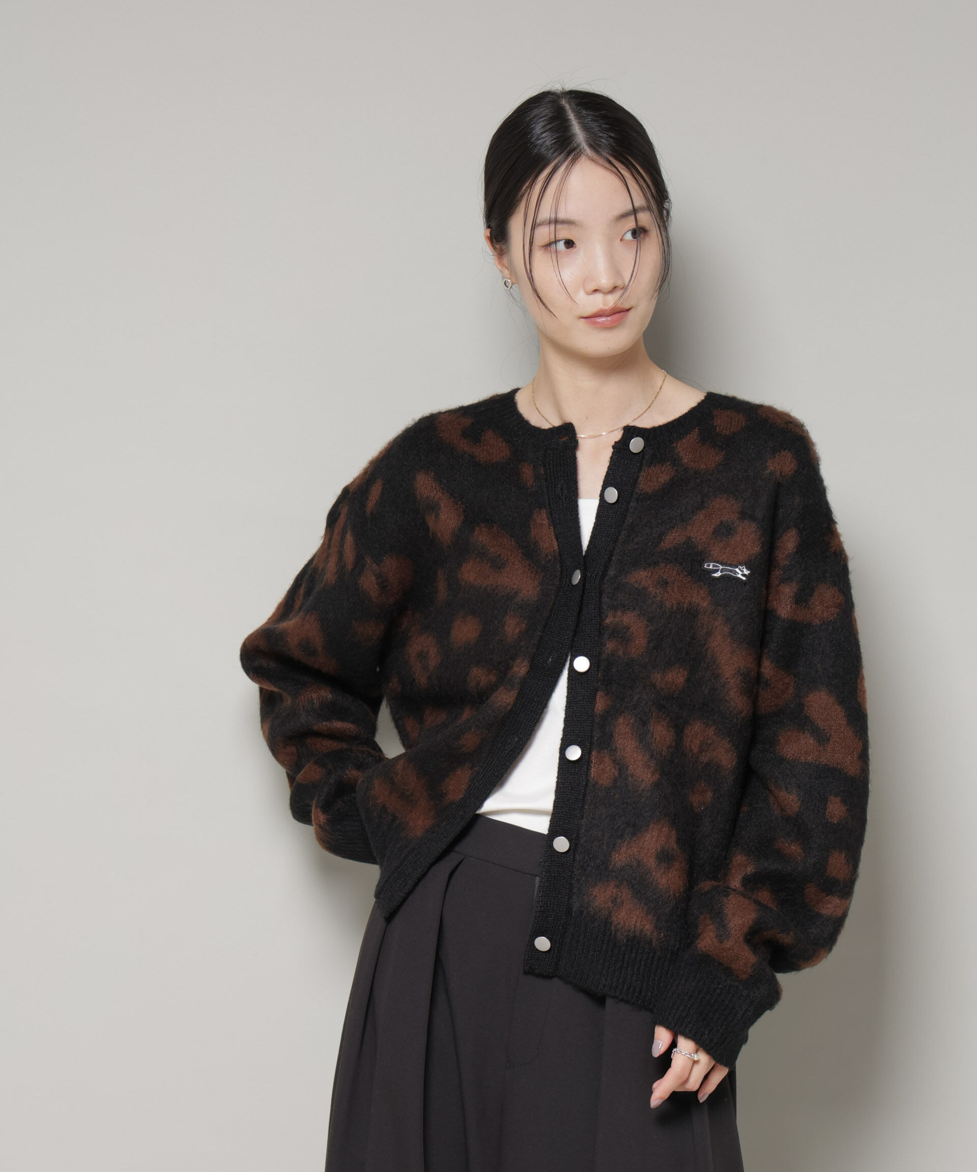 nano･universe「PENNEYS別注TheFOXレオパードクルーカーディガン」|ニット・セーター|