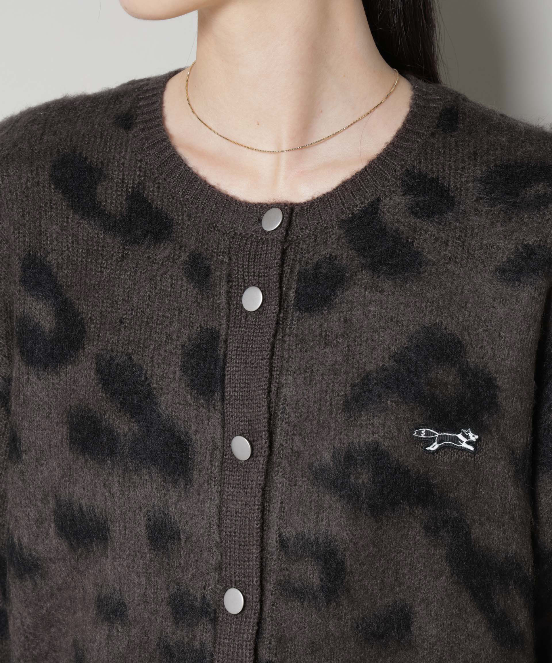 nano･universe「PENNEYS別注TheFOXレオパードクルーカーディガン」|ニット・セーター|